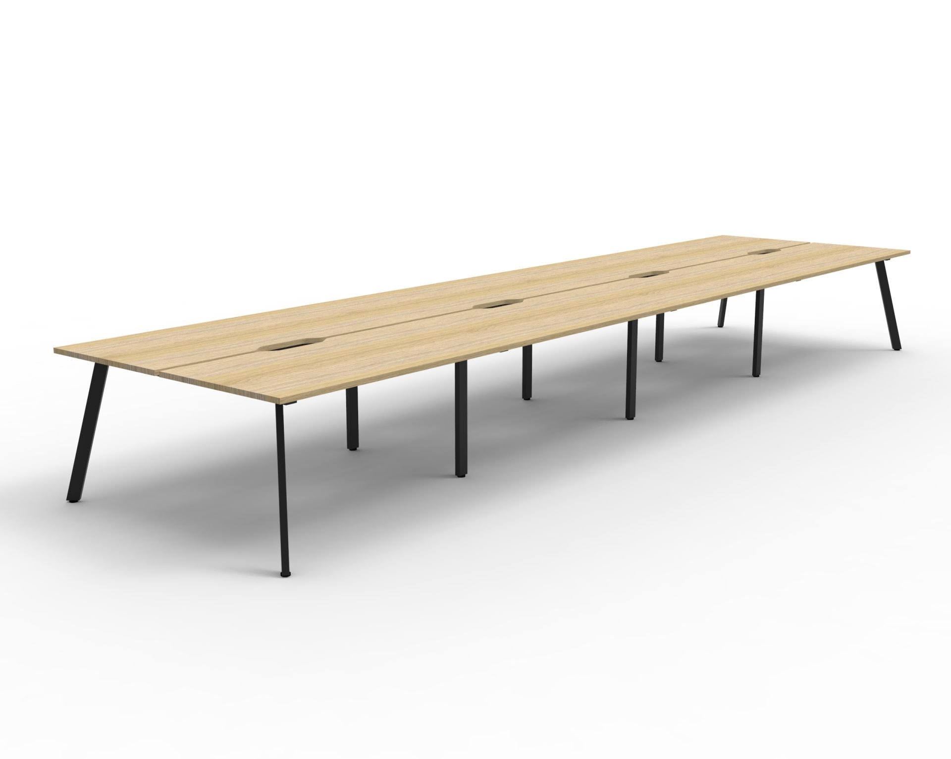Rapidline Eternity Back-to-Back Workstation | 8-Person Pod | 1200mm W x 750mm D | Natural Oak Top, Black Satin Base