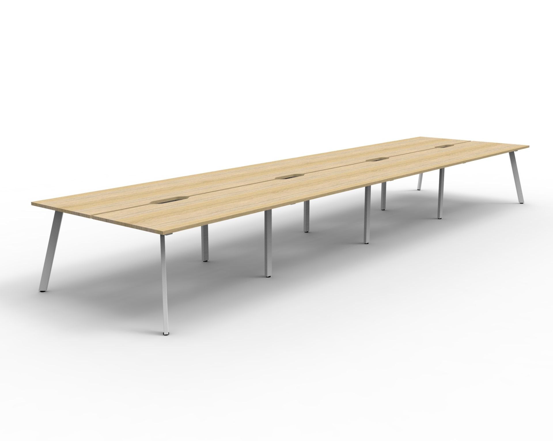 Rapidline Eternity Back-to-Back Workstation | 8-Person Pod | 1200mm W x 750mm D | Natural Oak Top, White Satin Base