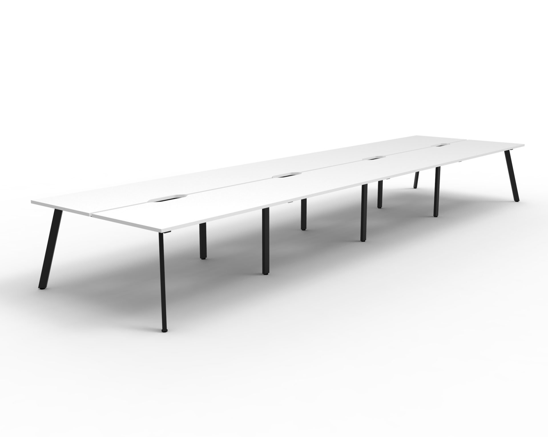Rapidline Eternity Back-to-Back Workstation | 8-Person Pod | 1200mm W x 750mm D | Natural White Top, Black Satin Base