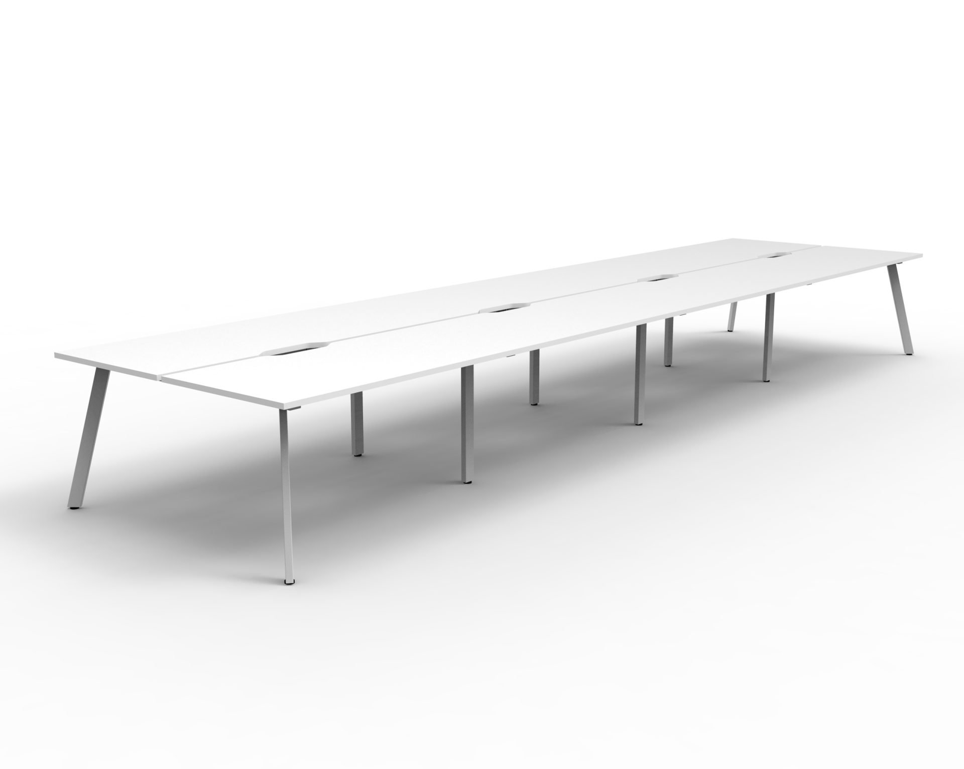 Rapidline Eternity Back-to-Back Workstation – 1200mm W x 750mm D | Natural White Top & White Satin Base | POD of 8