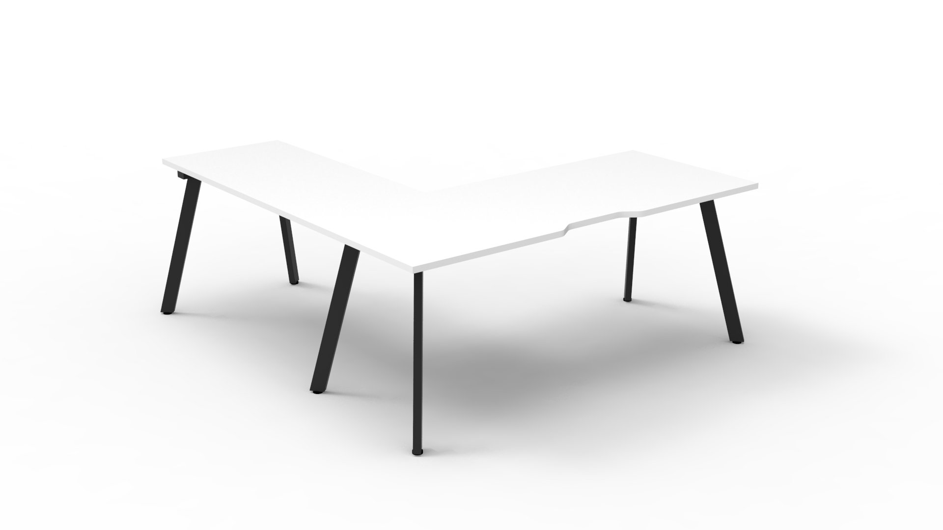 Rapidline Eternity Leg Corner Workstation – Natural White Top, Black Satin Base | 1800mm x 1850mm