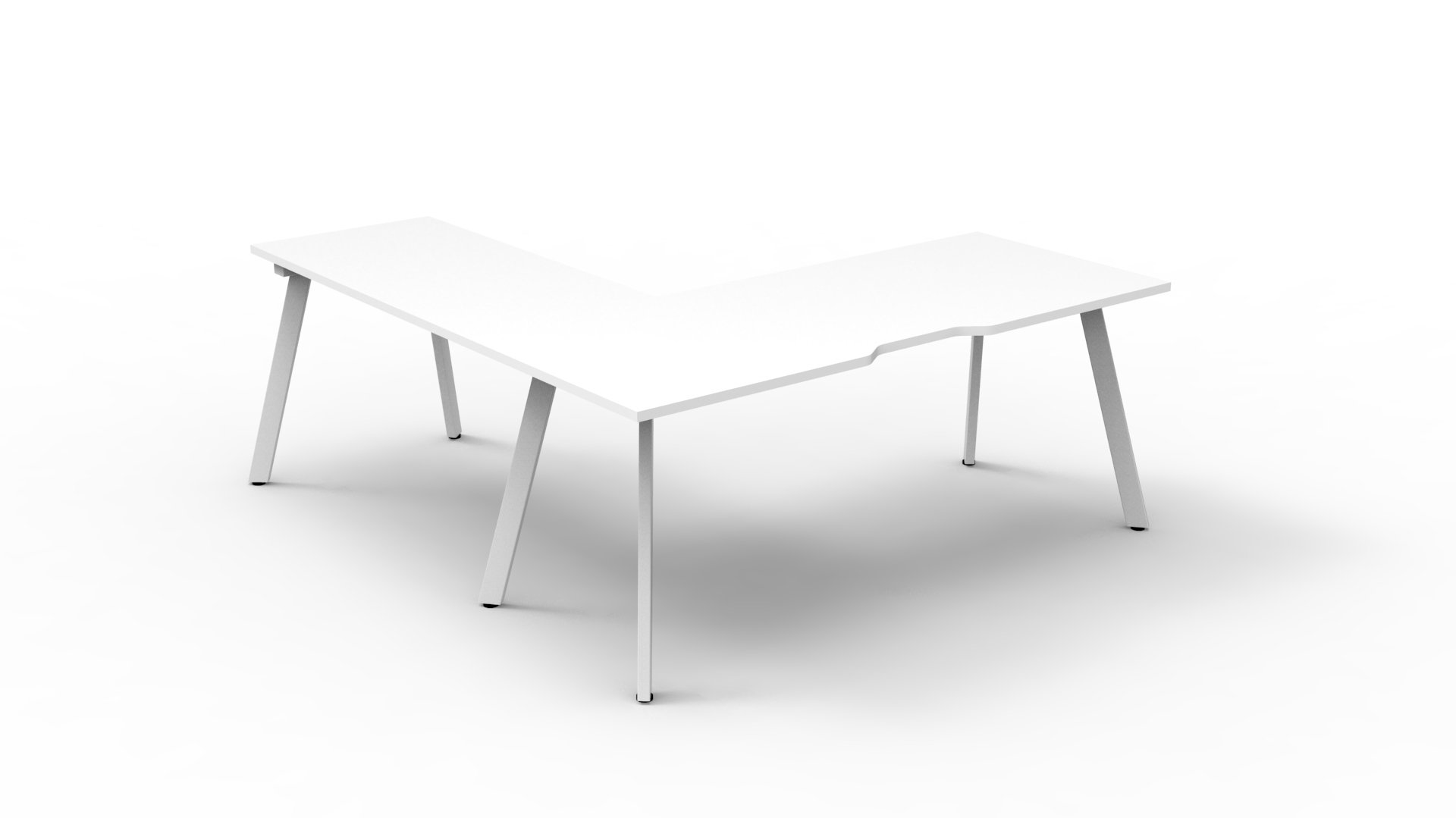 Rapidline Eternity Leg Corner Workstation – Natural White Top, White Satin Base | 1800mm x 1850mm
