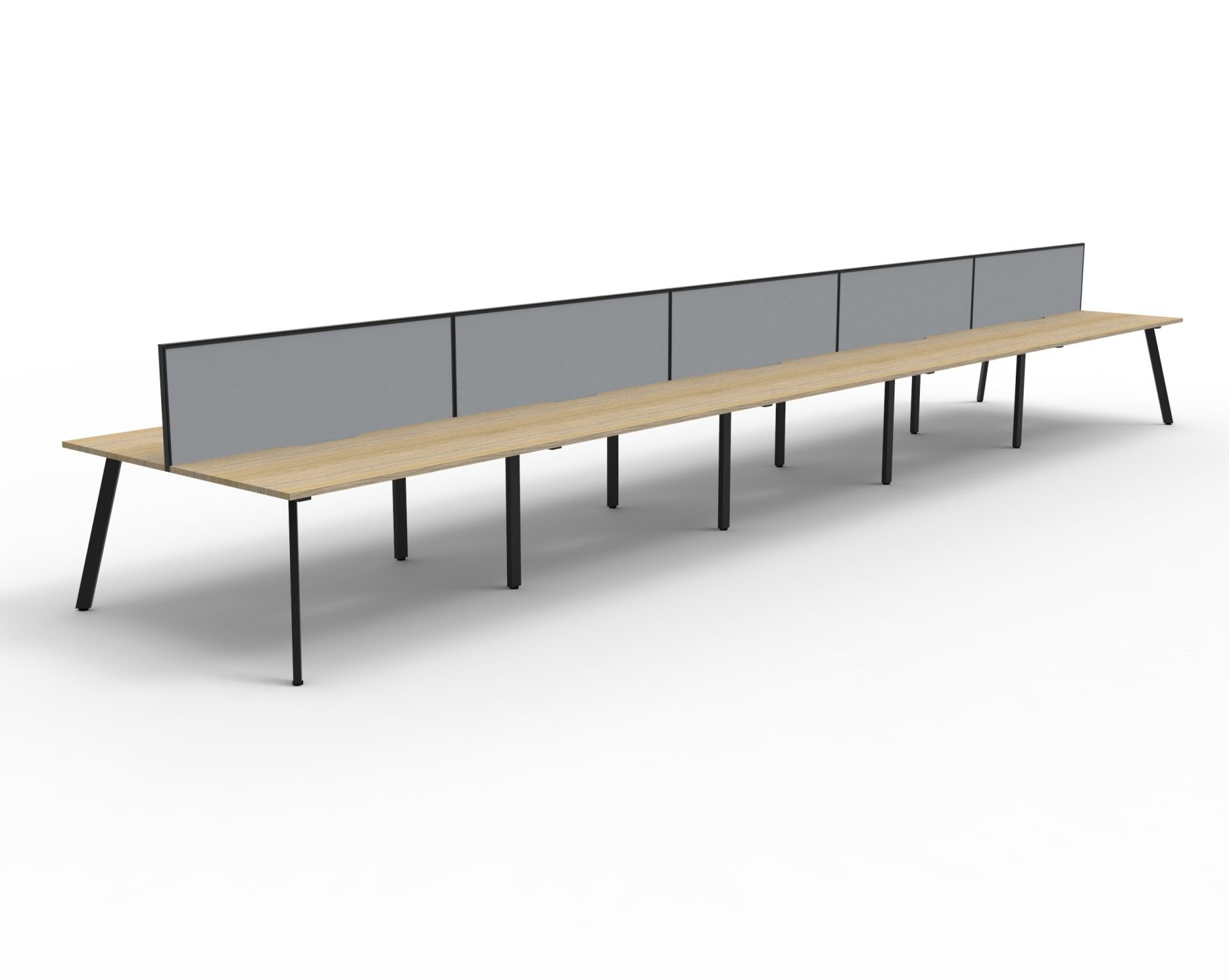 Rapidline Eternity Back-to-Back Workstation – 1500×750mm | Natural Oak Top, Black Satin Base, Grey SHUSH30 Screen