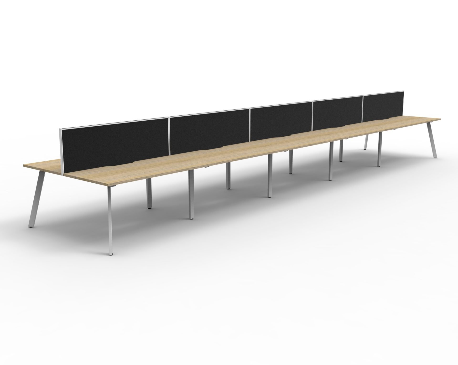 Rapidline Eternity Back-to-Back Workstation – 1200×750mm | Natural Oak Top, White Satin Base, Black SHUSH30 Screen