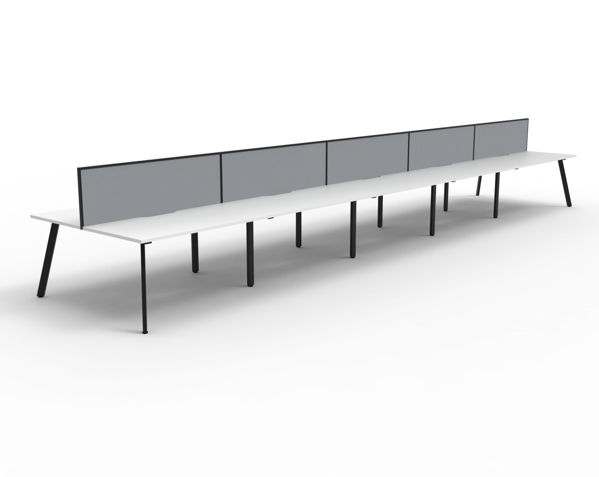 Rapidline Eternity Back-to-Back Workstation – 1200×750mm | Natural White Top, Black Satin Base, Grey SHUSH30 Screen