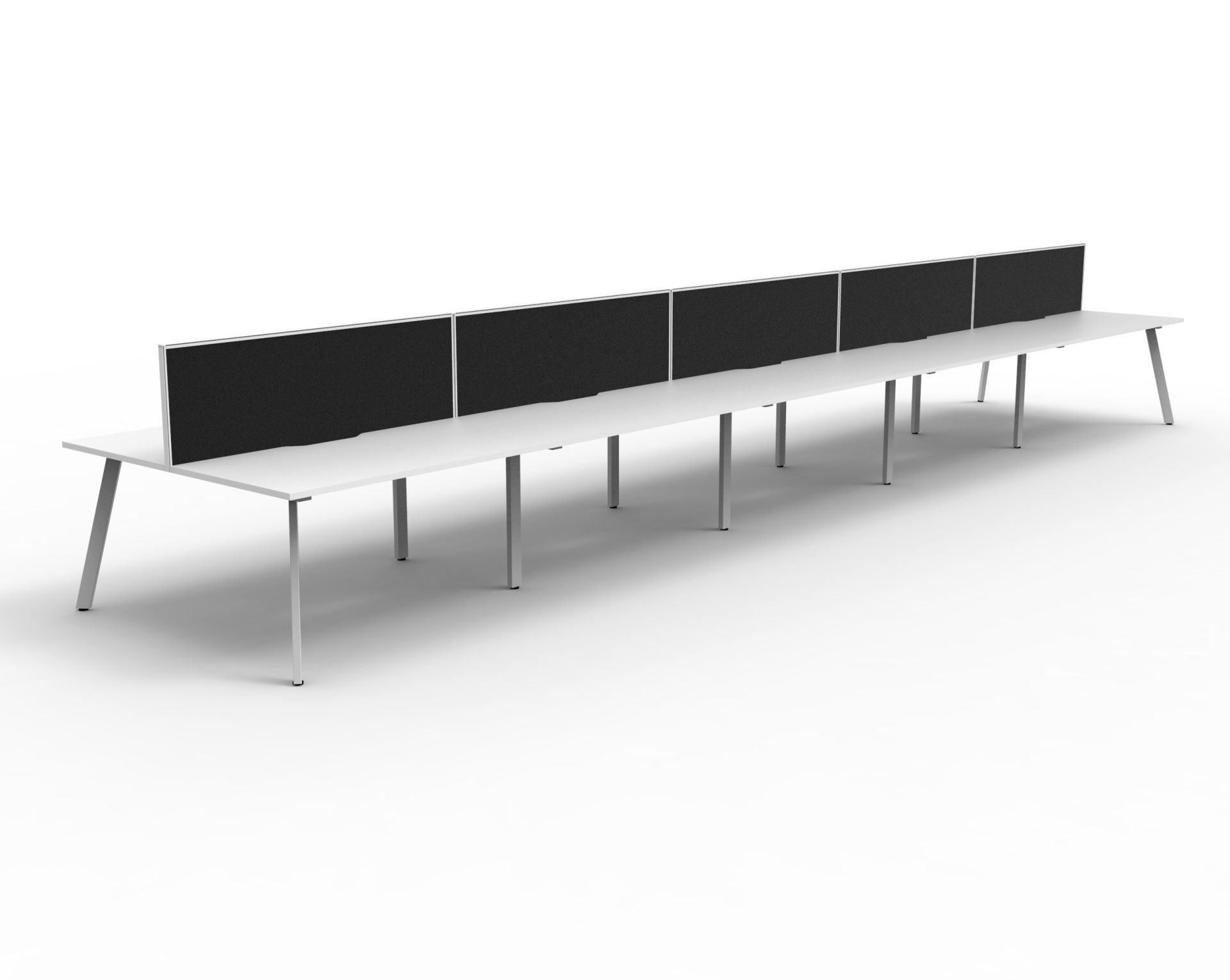 Rapidline Eternity Back-to-Back Workstation – 1200×750mm | Natural White Top, White Satin Base, Black SHUSH30 Screen