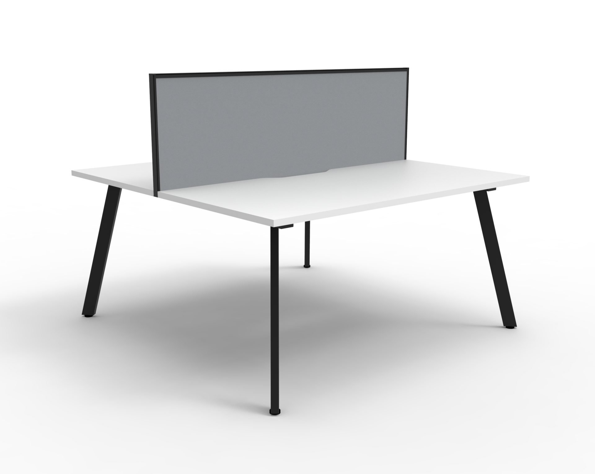 Rapidline Eternity Back-to-Back Workstation | 1500mm x 750mm | Natural White Top, Black Satin Base, Grey Screen