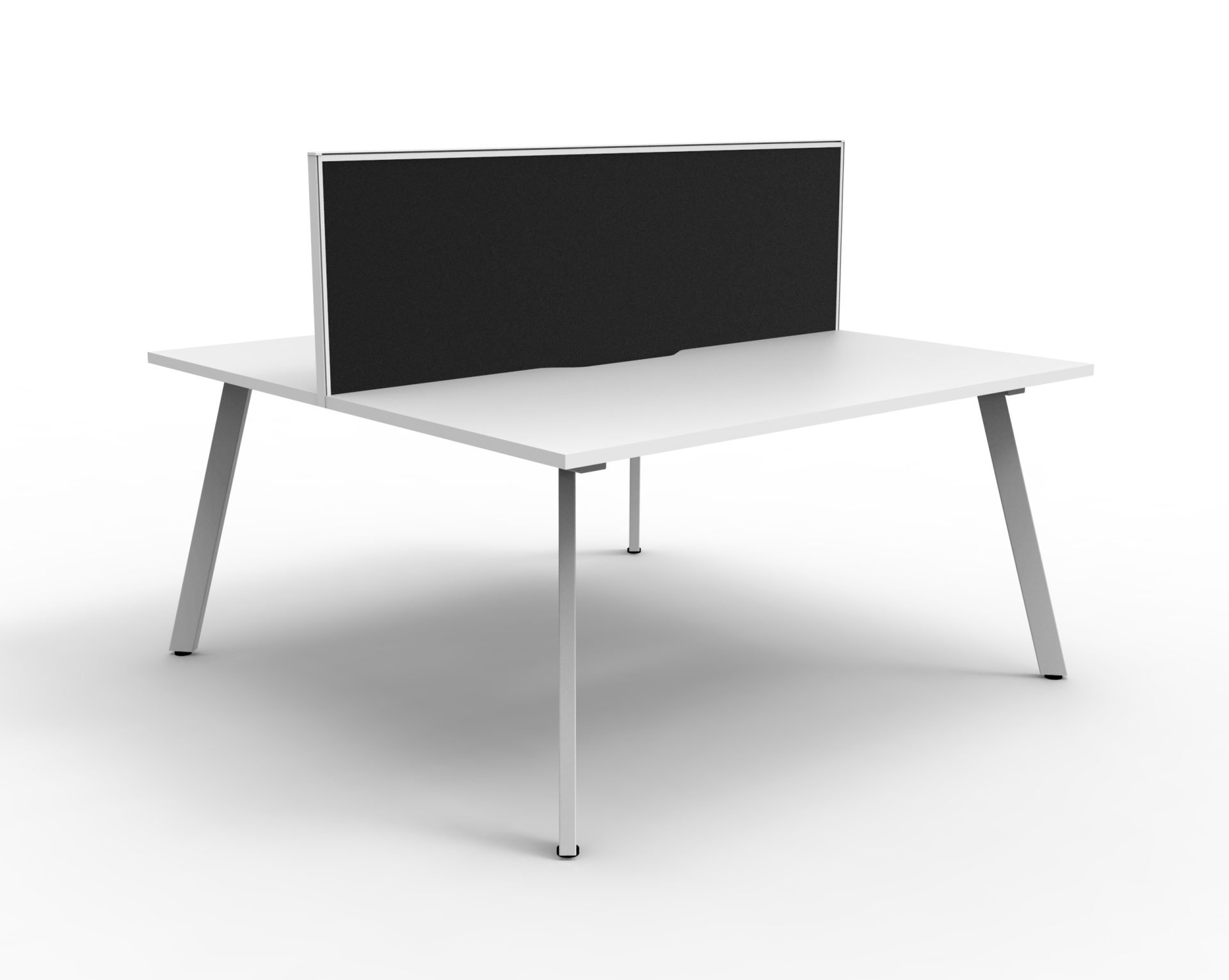 Rapidline Eternity Back-to-Back Workstation | 1500mm x 750mm | Natural White Top, White Satin Base, Black Screen