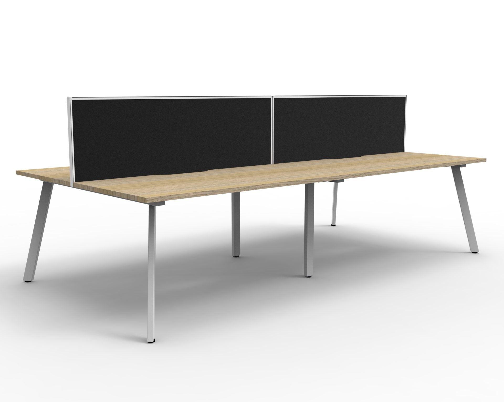 Rapidline Eternity Back-to-Back Desk Pod – 4 Seat | 1500×750mm | Natural Oak & White Base | Black Screen
