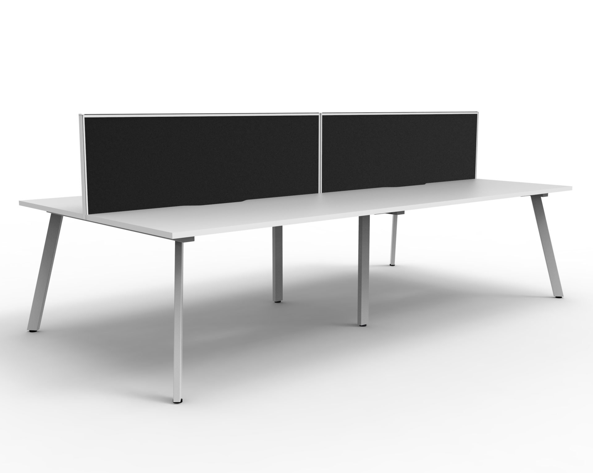 Rapidline Eternity Back-to-Back Workstation – Pod of 4, 1200×750mm, Natural White Top & White Satin Base, Black Screen