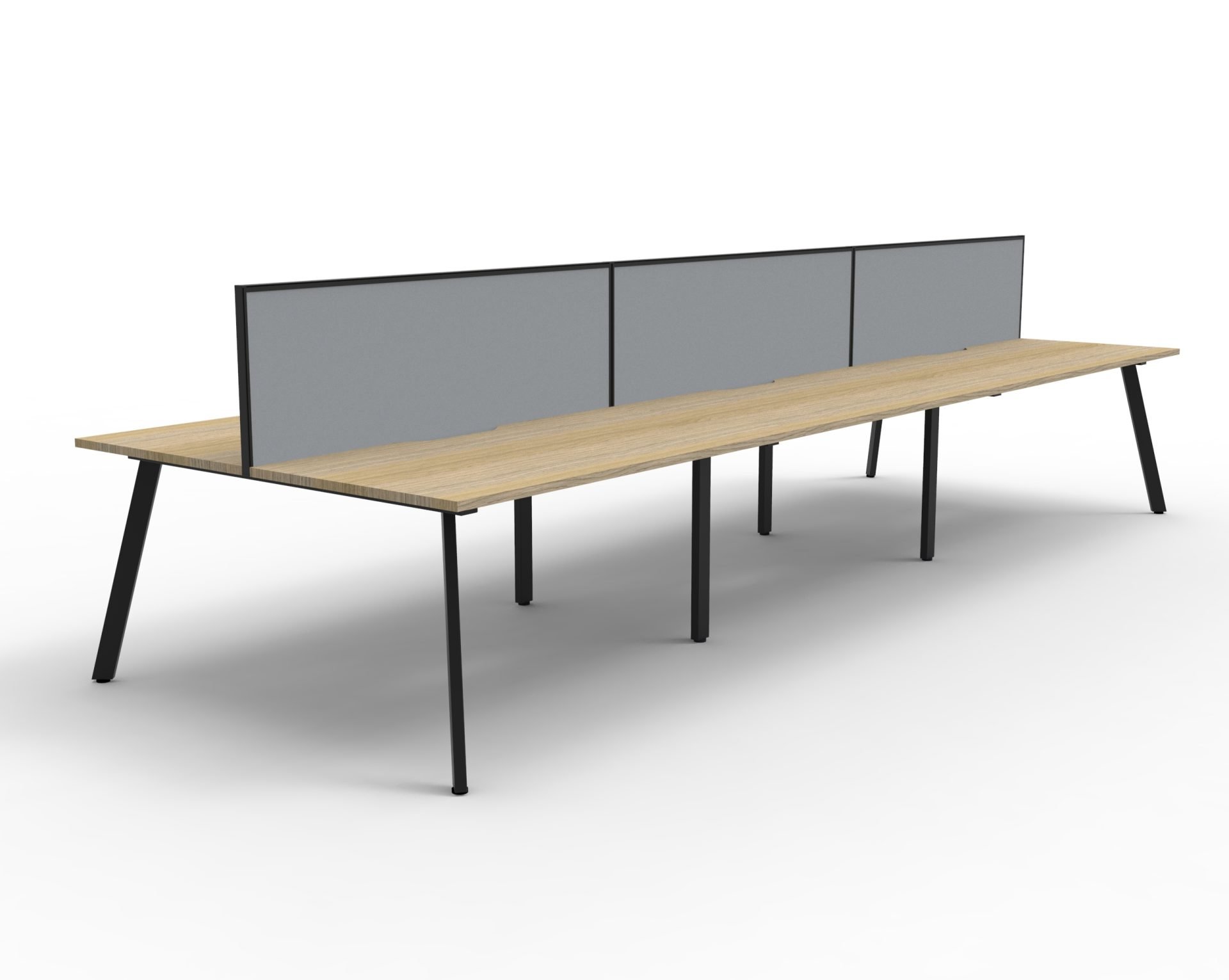Rapidline Eternity Back-to-Back Pod of 6 | 1800×750mm | Natural Oak Top, Black Satin Base, Grey Fabric Screen