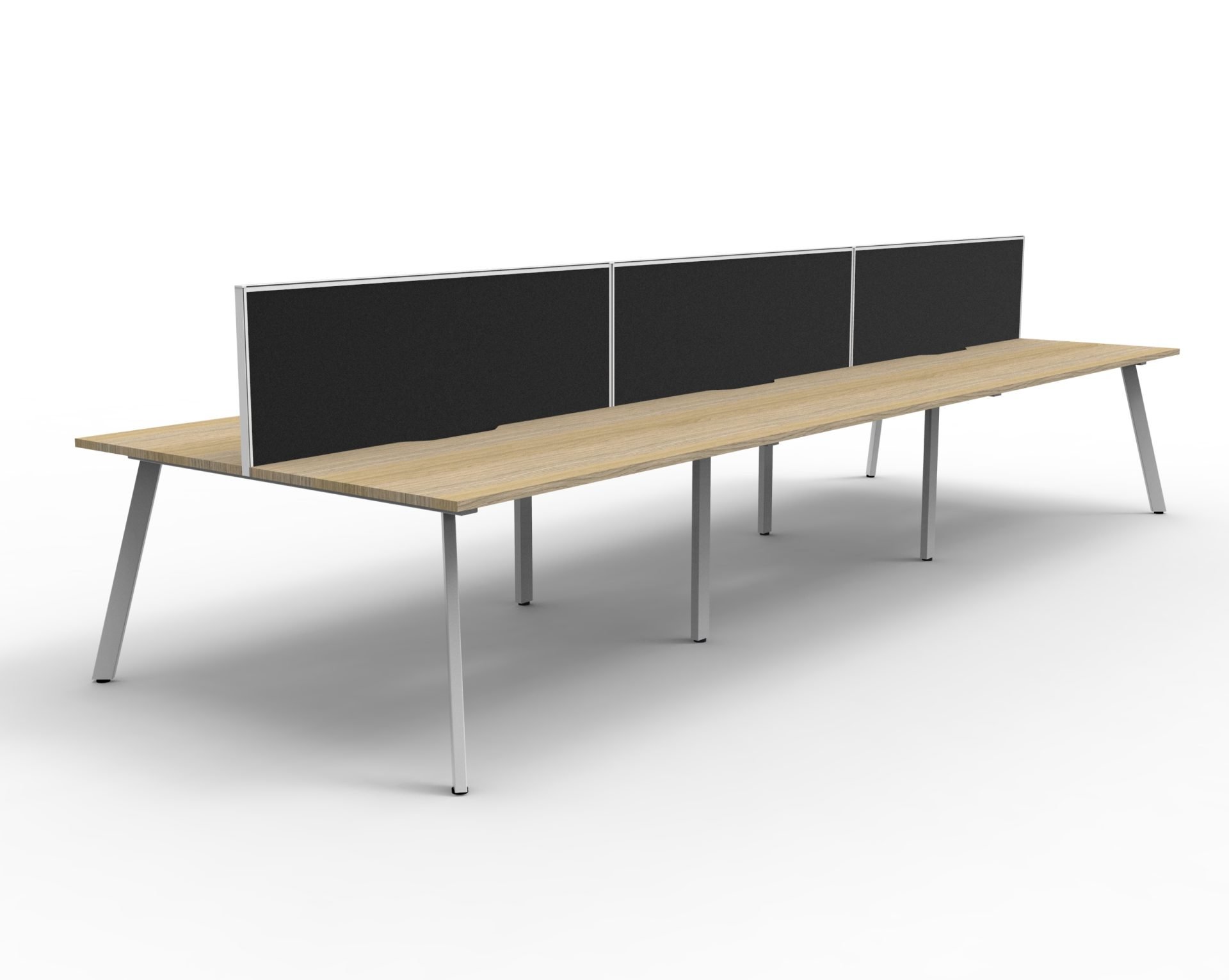 Rapidline Eternity Back-to-Back Pod of 6 | 1500×750mm | Natural Oak Top, White Satin Base, Black Fabric Screen