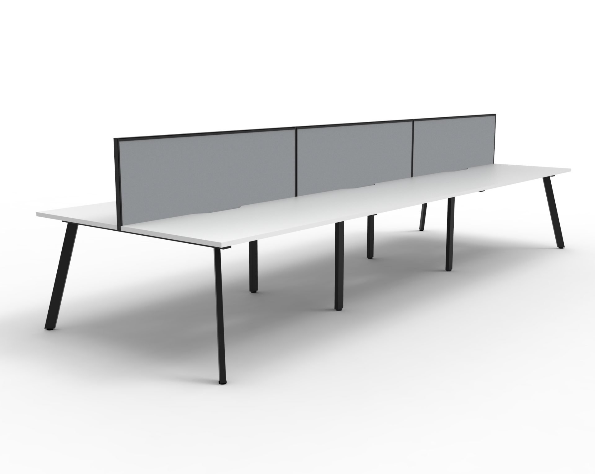 Rapidline Eternity Back-to-Back Pod of 6 | 1500×750mm | Natural White Top, Black Satin Base, Grey Fabric Screen