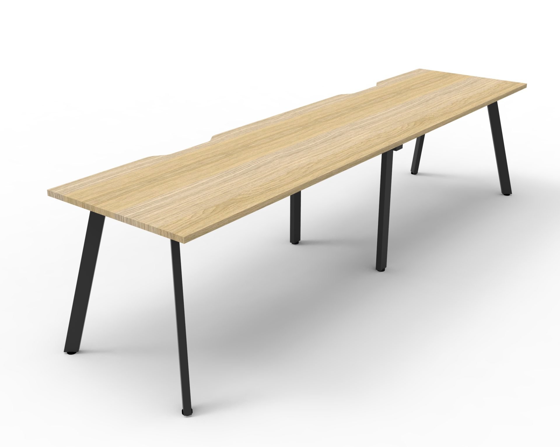 Rapidline Eternity POD of 2 Single-Sided Desk – 1200 x 750mm, Natural Oak Top, Black Satin Base