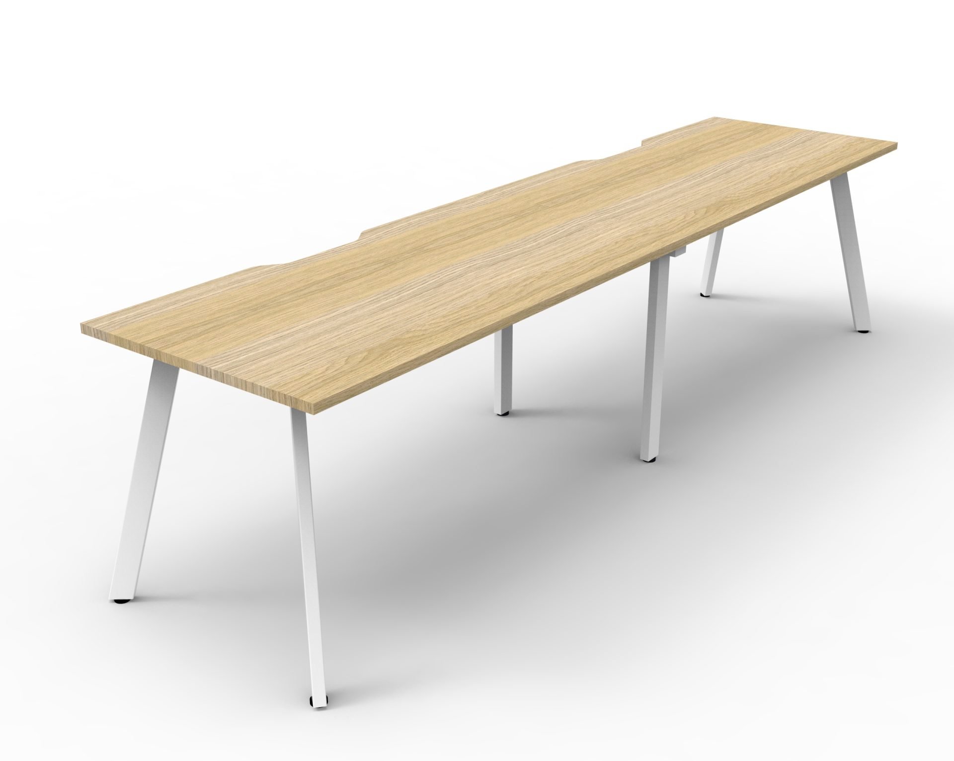 Rapidline Eternity Single Sided Workstation – 1200×750mm, Natural Oak Top, White Satin Base (2-Person Pod)