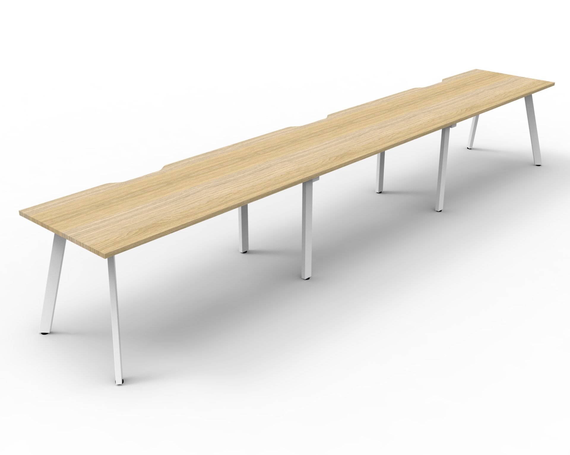 Rapidline Eternity Single Sided Workstation – Natural Oak Top, White Satin Base | 1200×750mm | 3-Pod