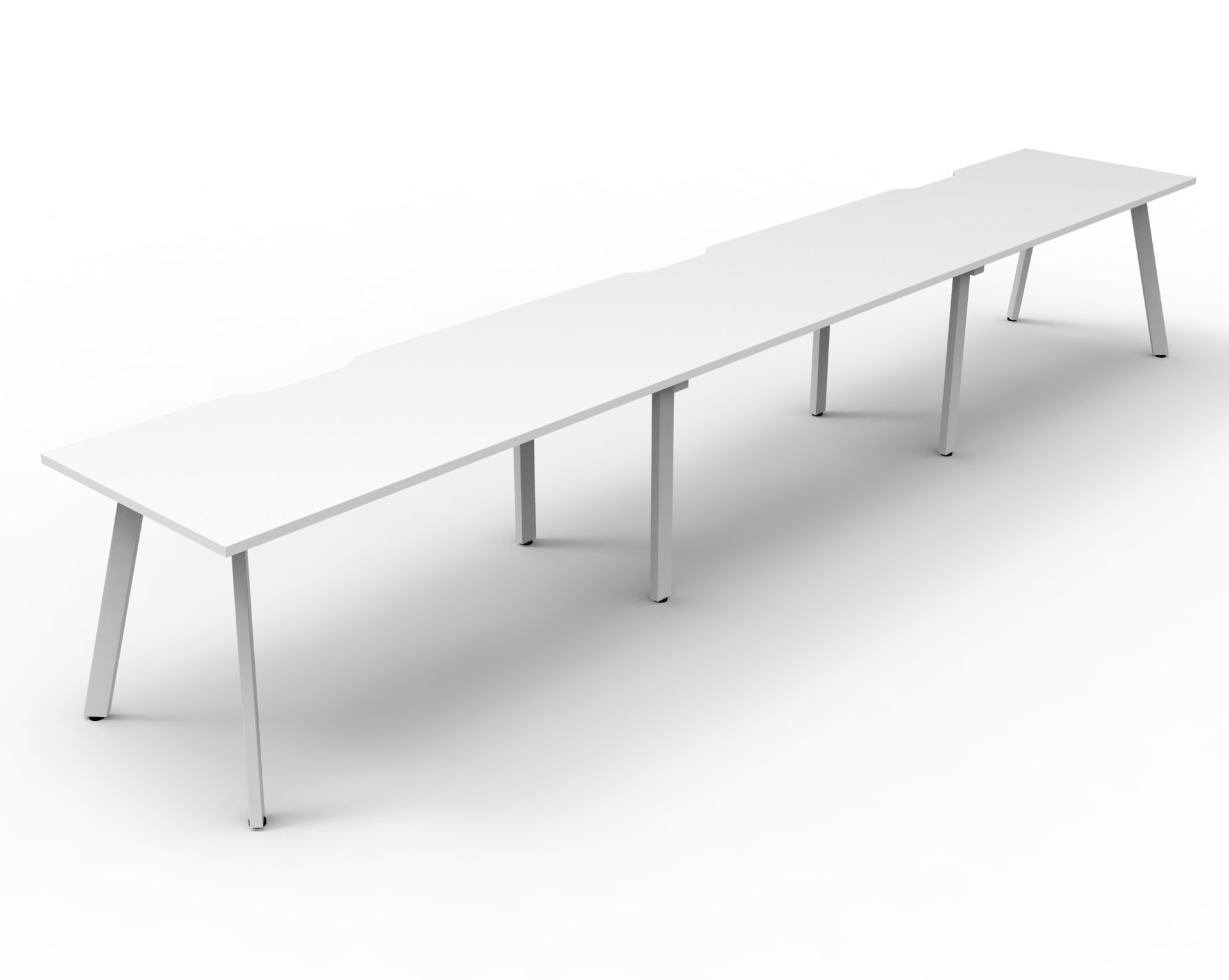 Rapidline Eternity Single-Sided Workstation – Pod of 3, 1800×750mm, Natural White Top & White Satin Base