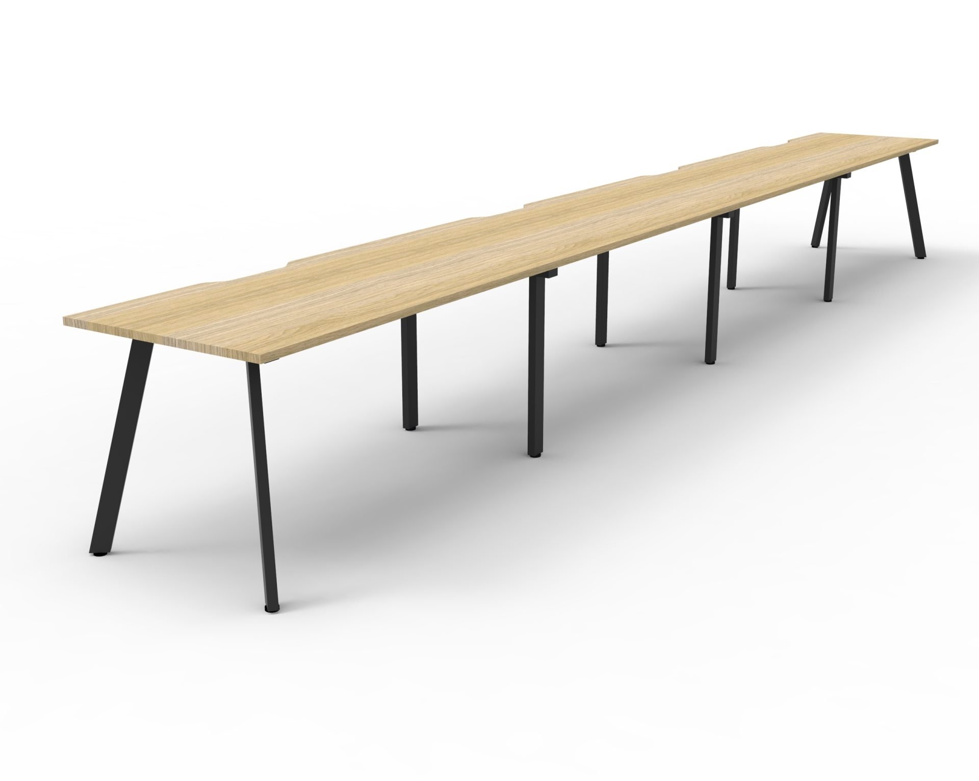 Rapidline Eternity Single Sided Workstation – Pod of 4 | Natural Oak Top, Black Satin Base | 1800 x 750mm