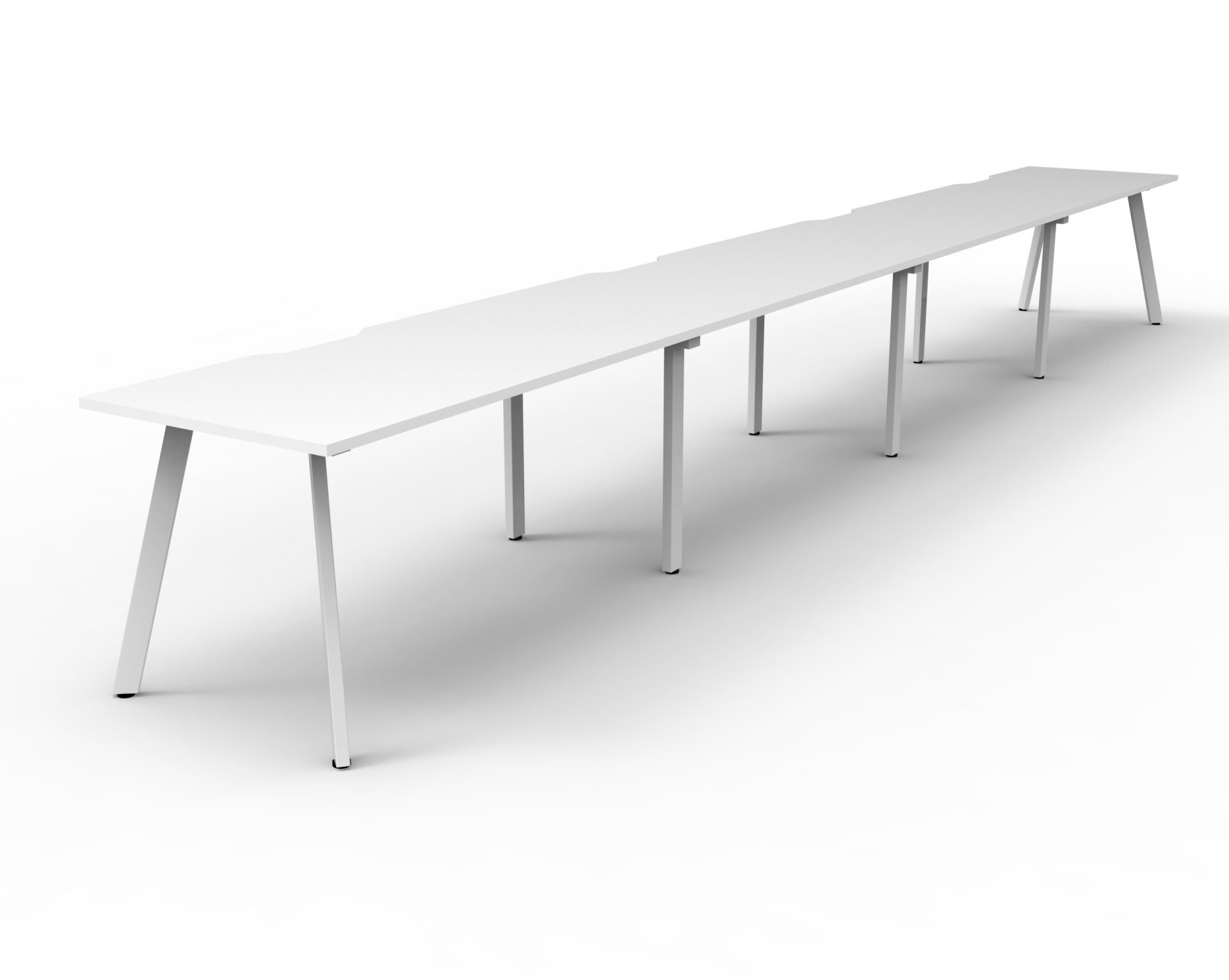 Rapidline Eternity Single Sided Workstation – Pod of 4 | Natural White Top, White Satin Base | 1500 x 750mm