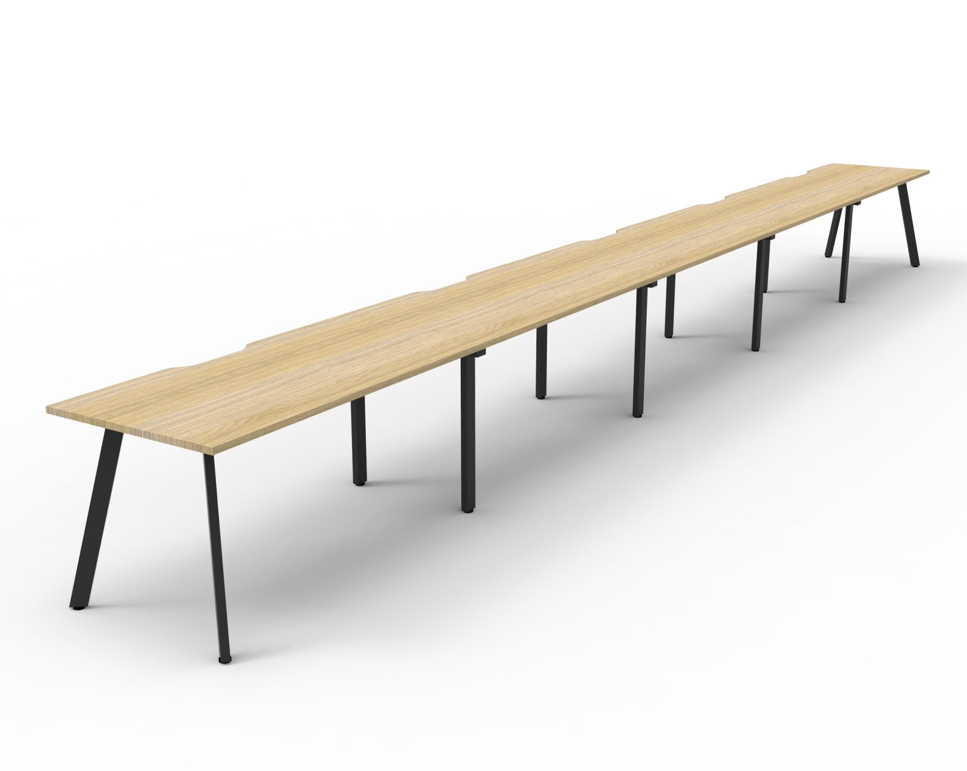 Rapidline Eternity Pod of 5 Workstation – 1200 × 750mm | Natural Oak Top, Black Satin Base