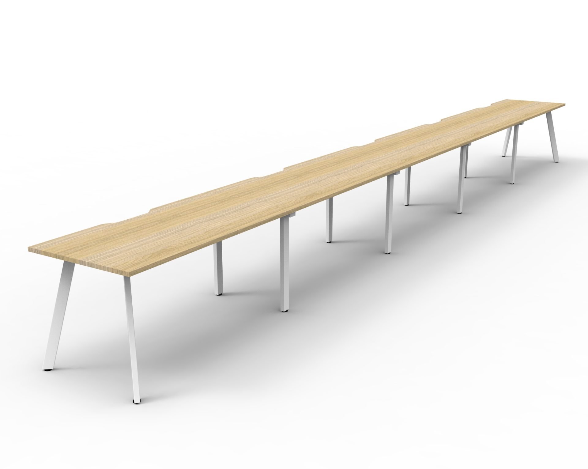Rapidline Eternity Single Sided Workstation – 1800mm x 750mm, Natural Oak Top, White Satin Base, Pod of 5