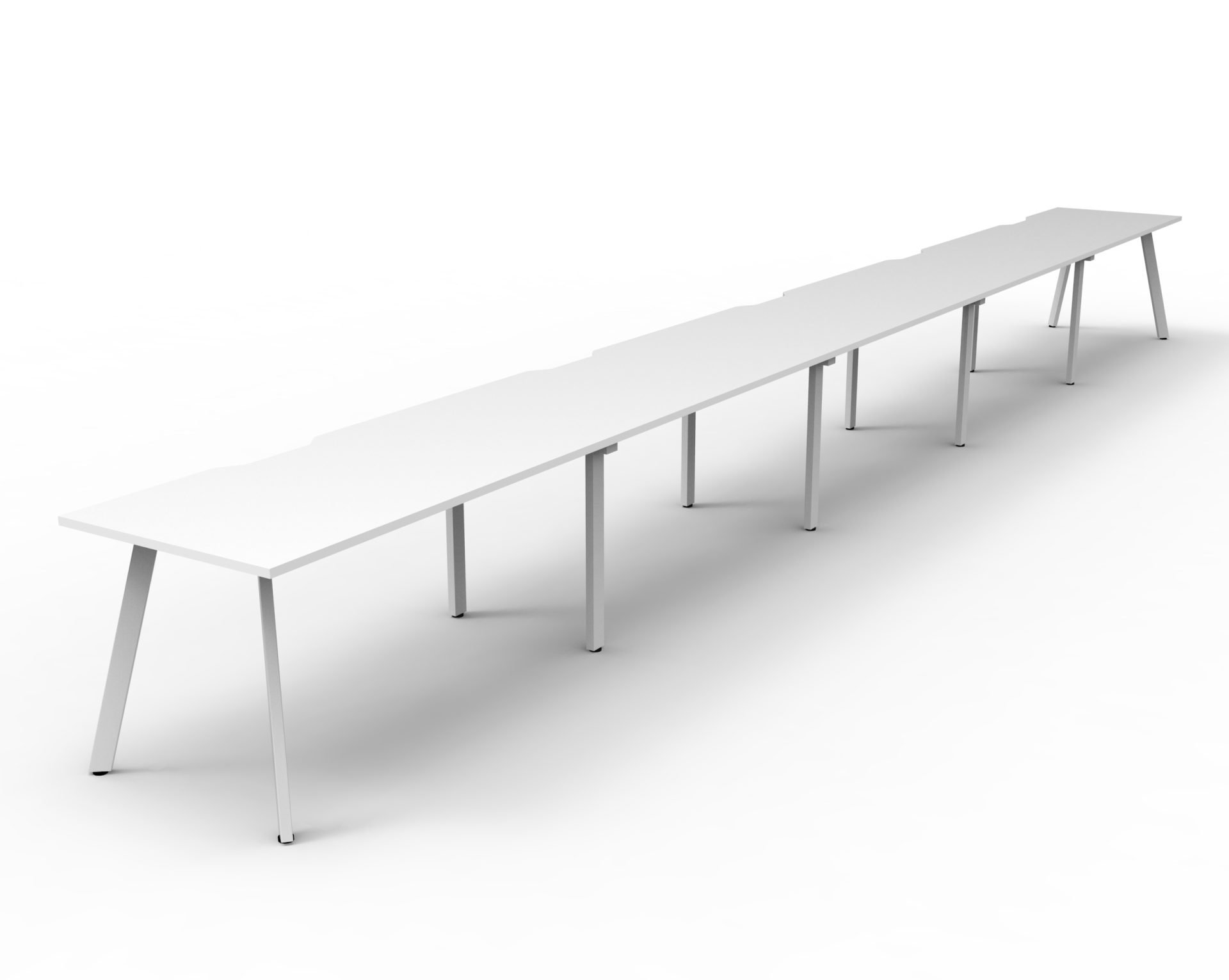 Rapidline Eternity Single Sided Workstation – Pack of 5 | 1800mm W x 750mm D | Natural White Top, White Satin Base