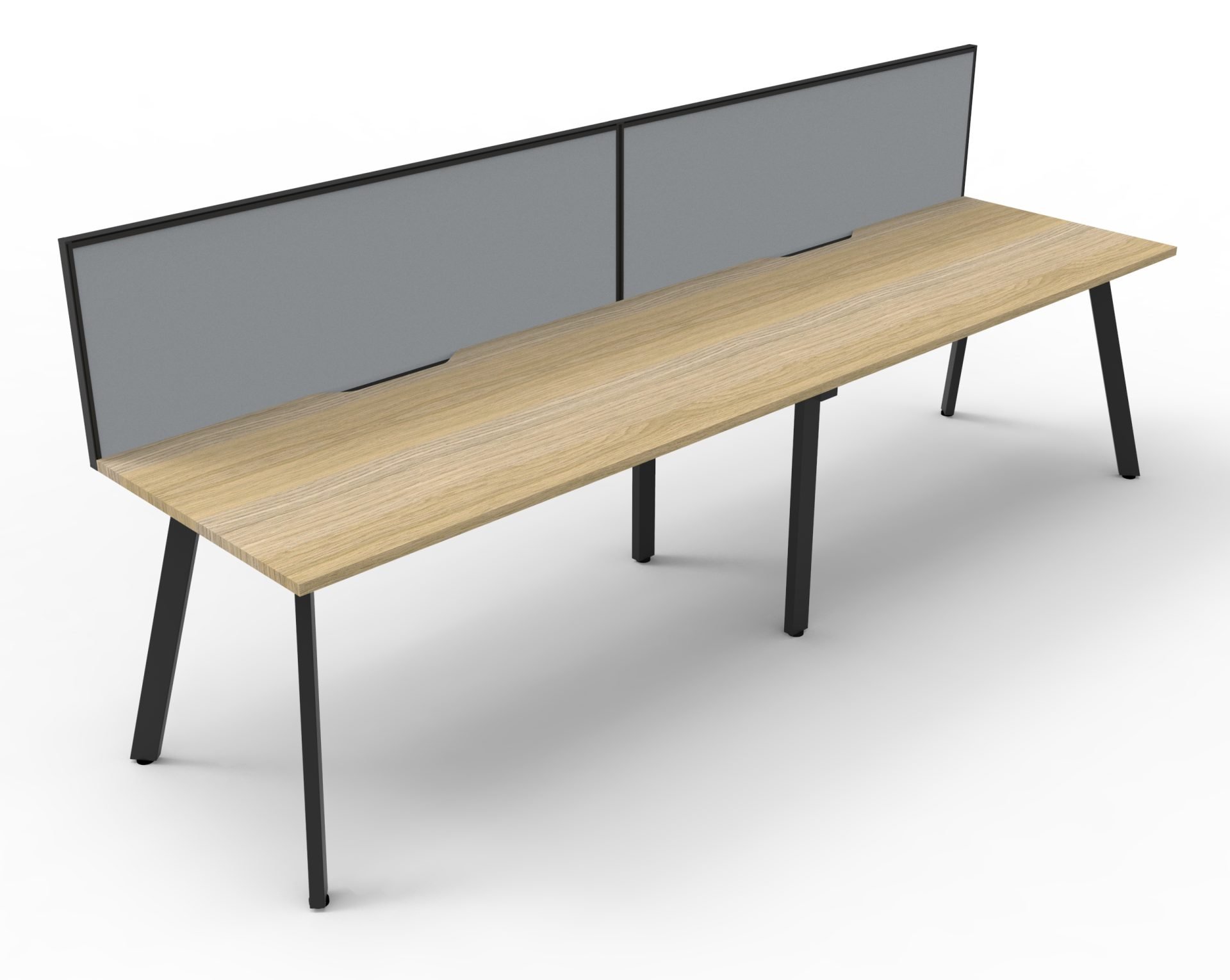 Rapidline Eternity Single-Sided Workstation | 1800×750mm | Natural Oak Top, Black Satin Base, Grey Fabric Screen