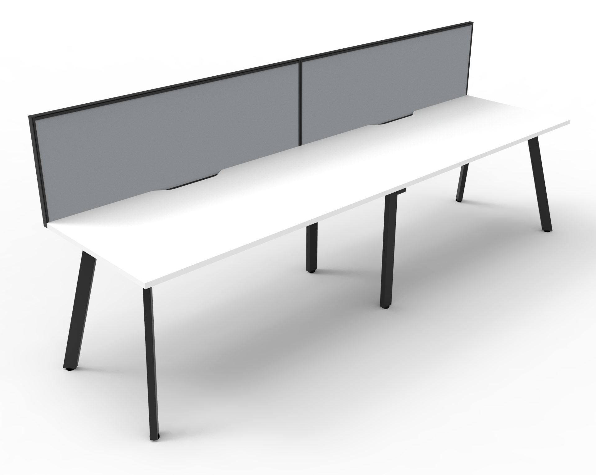 Rapidline Eternity Single-Sided Workstation | 1500×750mm | Natural White Top, Black Satin Base, Grey Fabric Screen