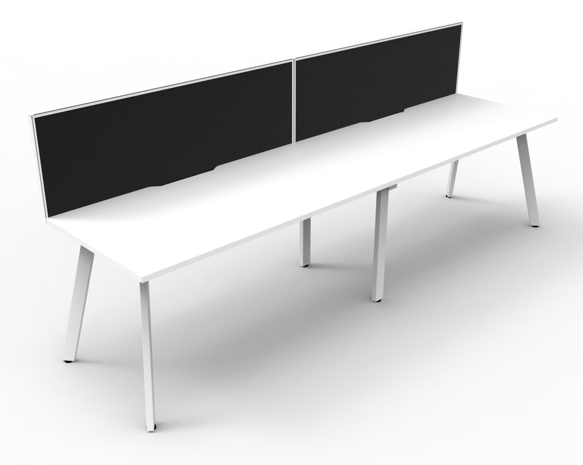 Rapidline Eternity Single-Sided Workstation | 1500×750mm | Natural White Top, White Satin Base, Black Fabric Screen