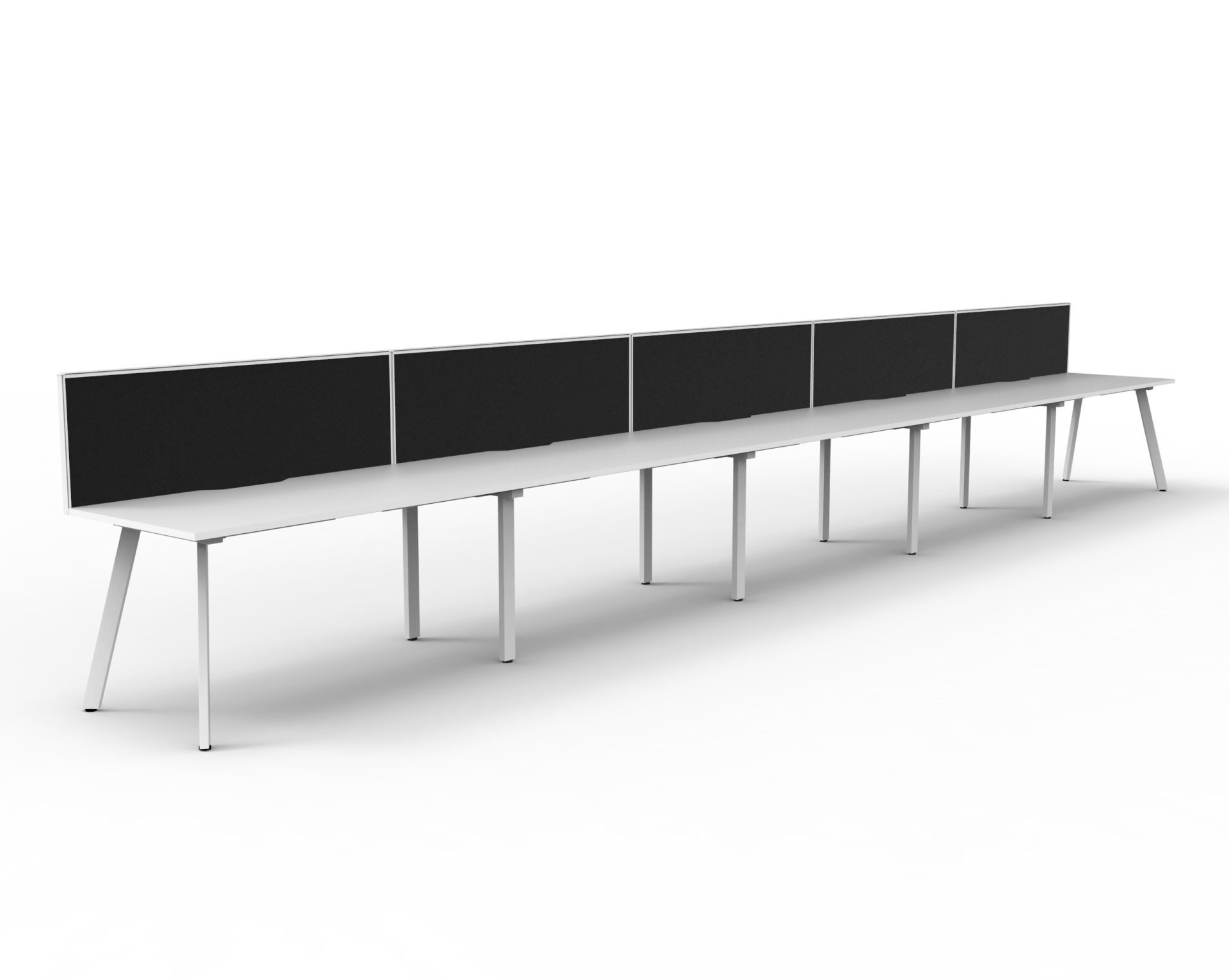 Rapidline Eternity Single-Sided Workstation | Pod of 5 | 1200mm x 750mm | Natural White Top, White Satin Base, Black Screen