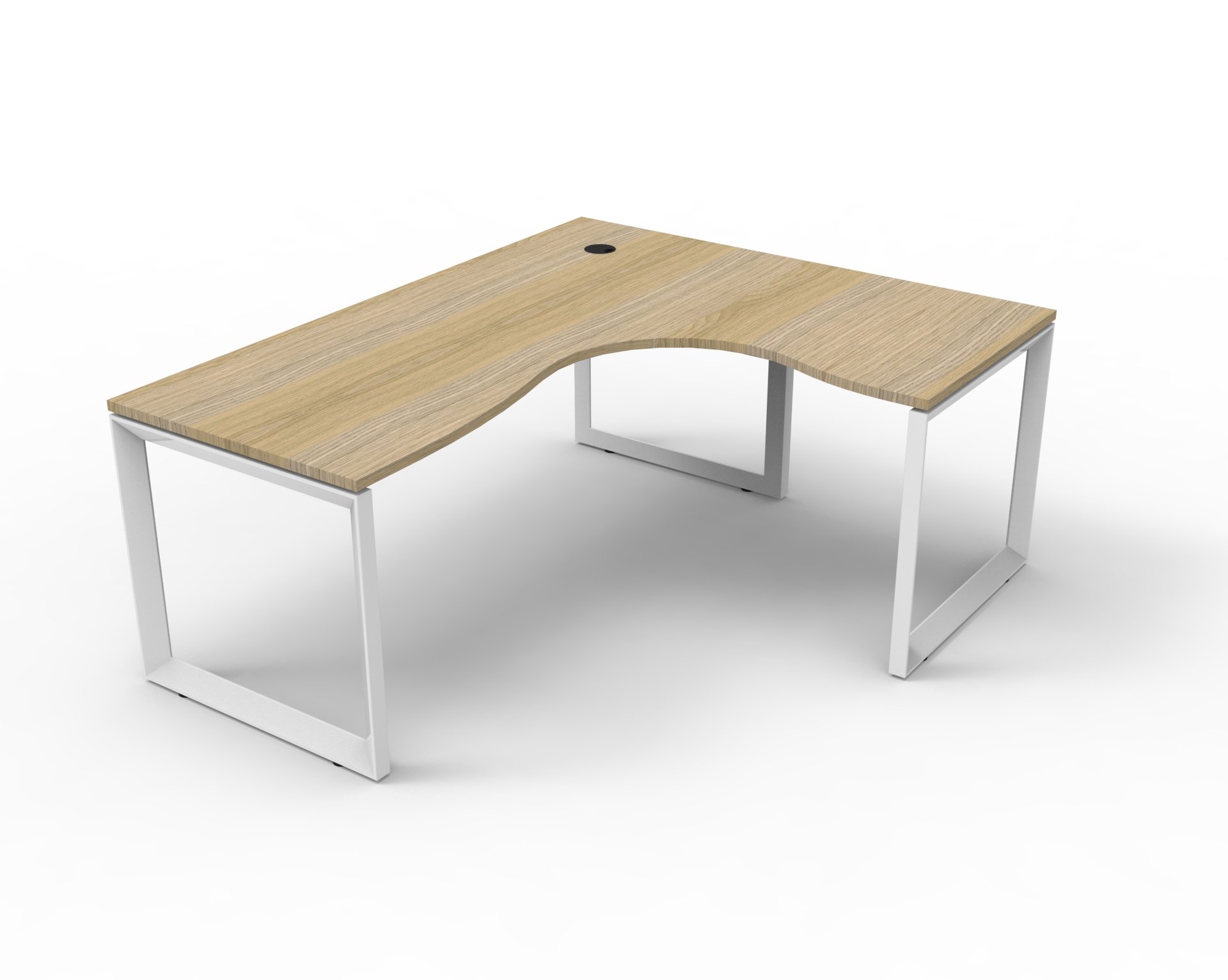 Rapidline Infinity Loop Leg Corner Workstation – 1800×1500mm, Oak Top, White Satin Base
