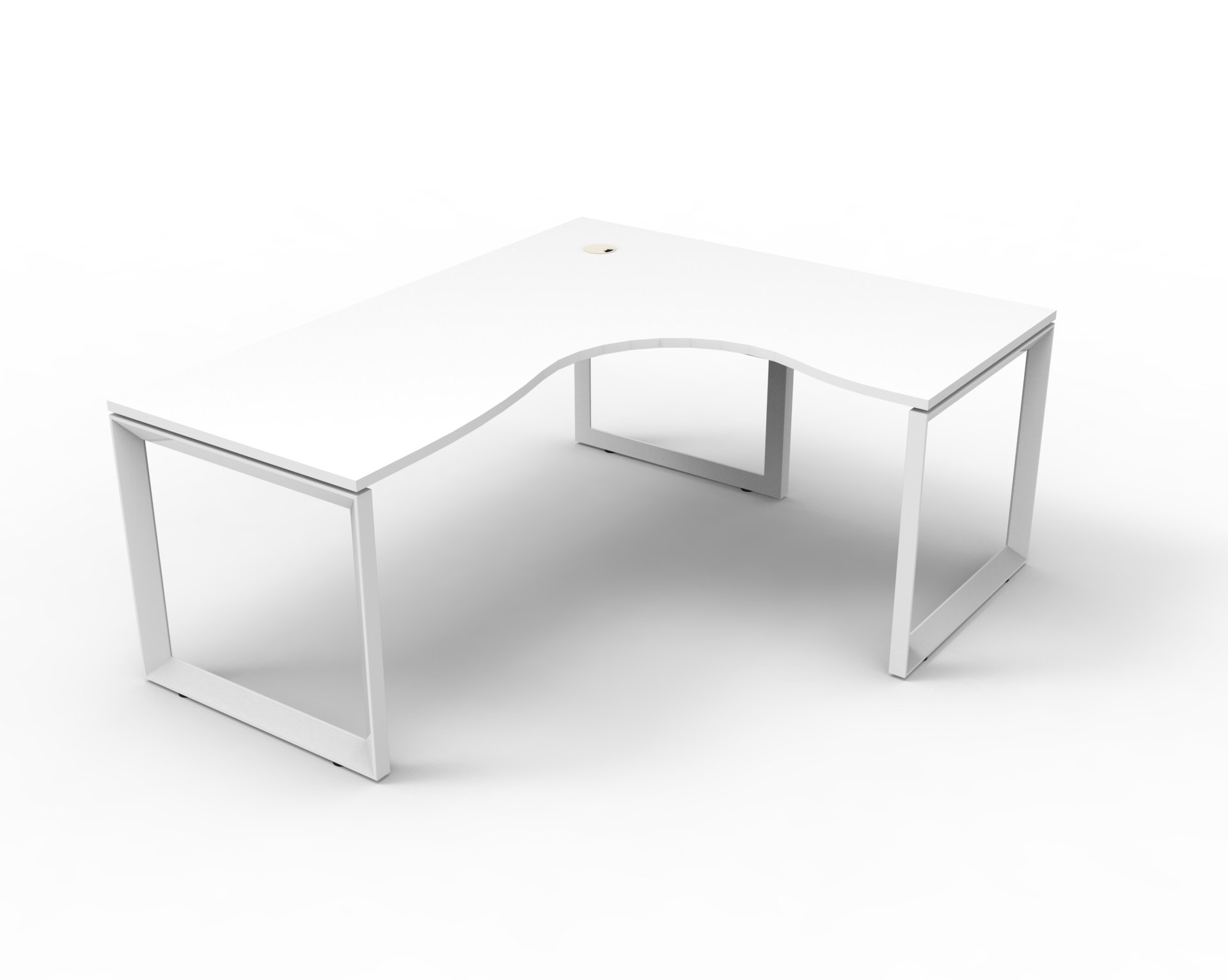 Rapidline Infinity Loop Leg Corner Workstation – Natural White Top, White Satin Base, 1800 x 1500 x 750mm