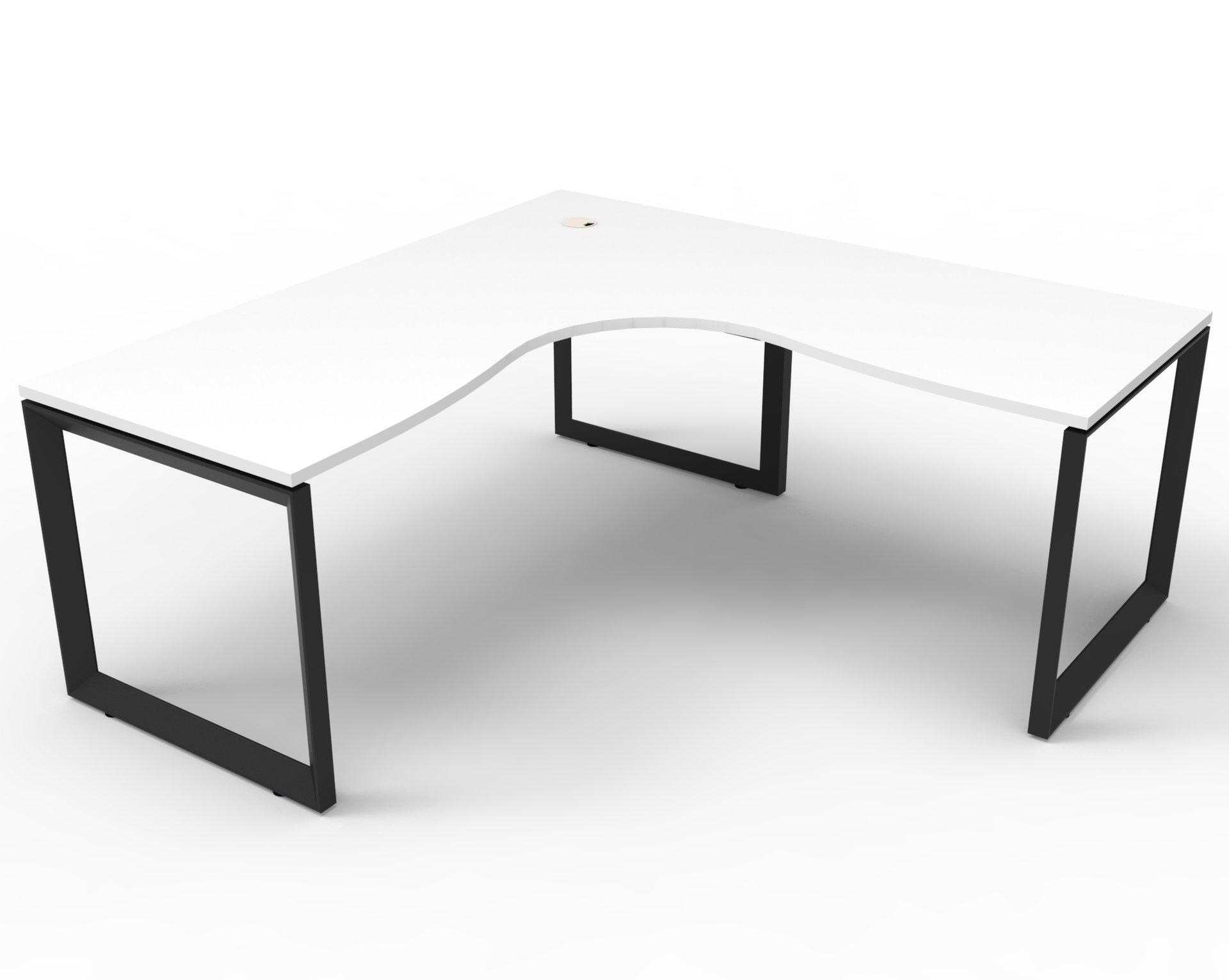 Rapidline Infinity Loop Leg Corner Workstation – 1800×1800mm, Natural White Top, Black Satin Base