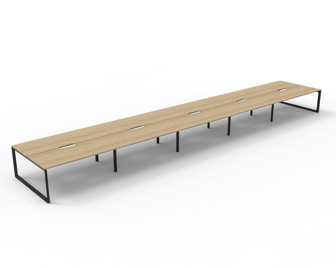 Rapidline Infinity Back-to-Back Workstation | POD of 10 | 1800mm x 750mm | Natural Oak Top, Black Satin Base