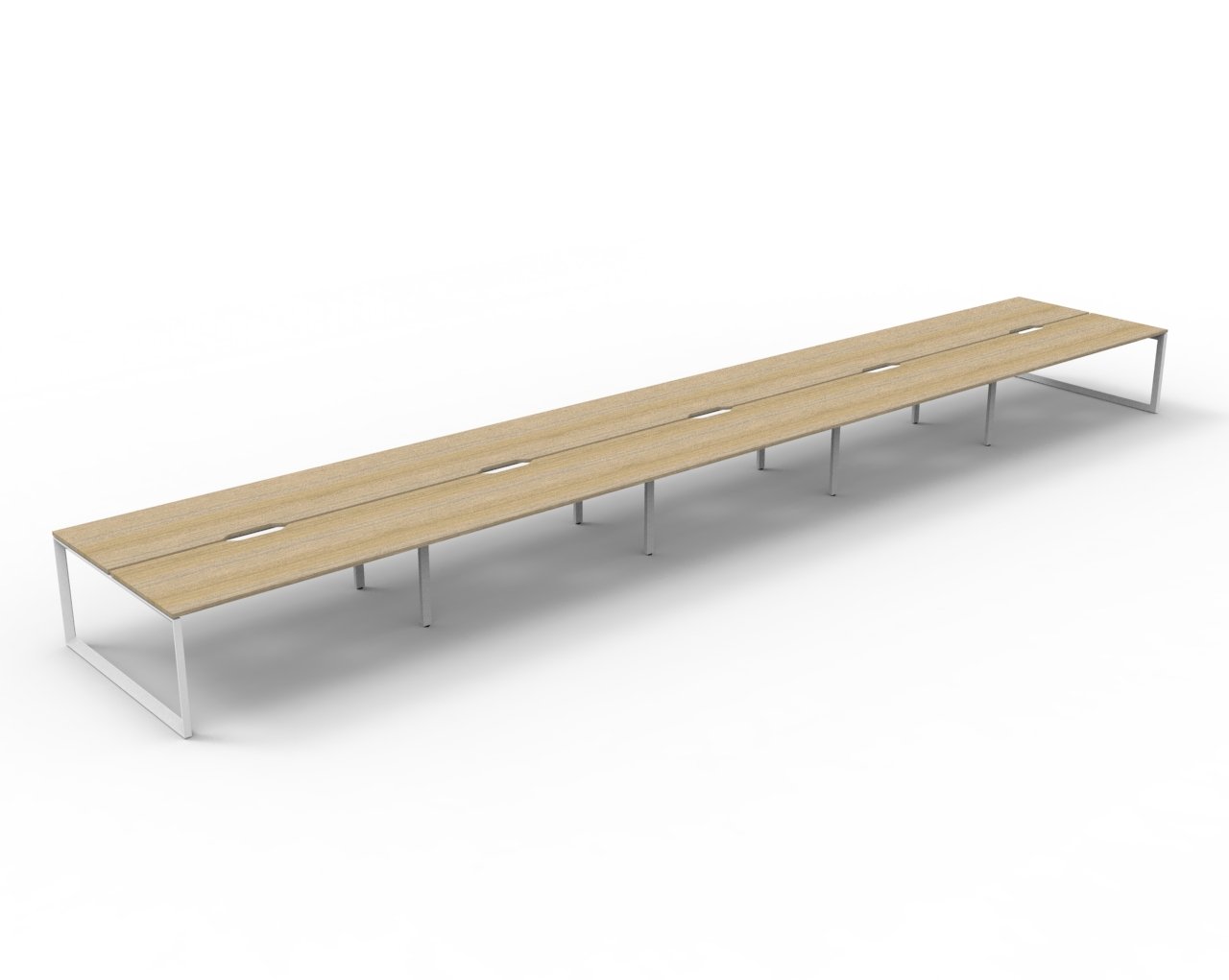 Rapidline Infinity Back-to-Back Workstation | POD of 10 | 1800mm x 750mm | Natural Oak Top, White Satin Base