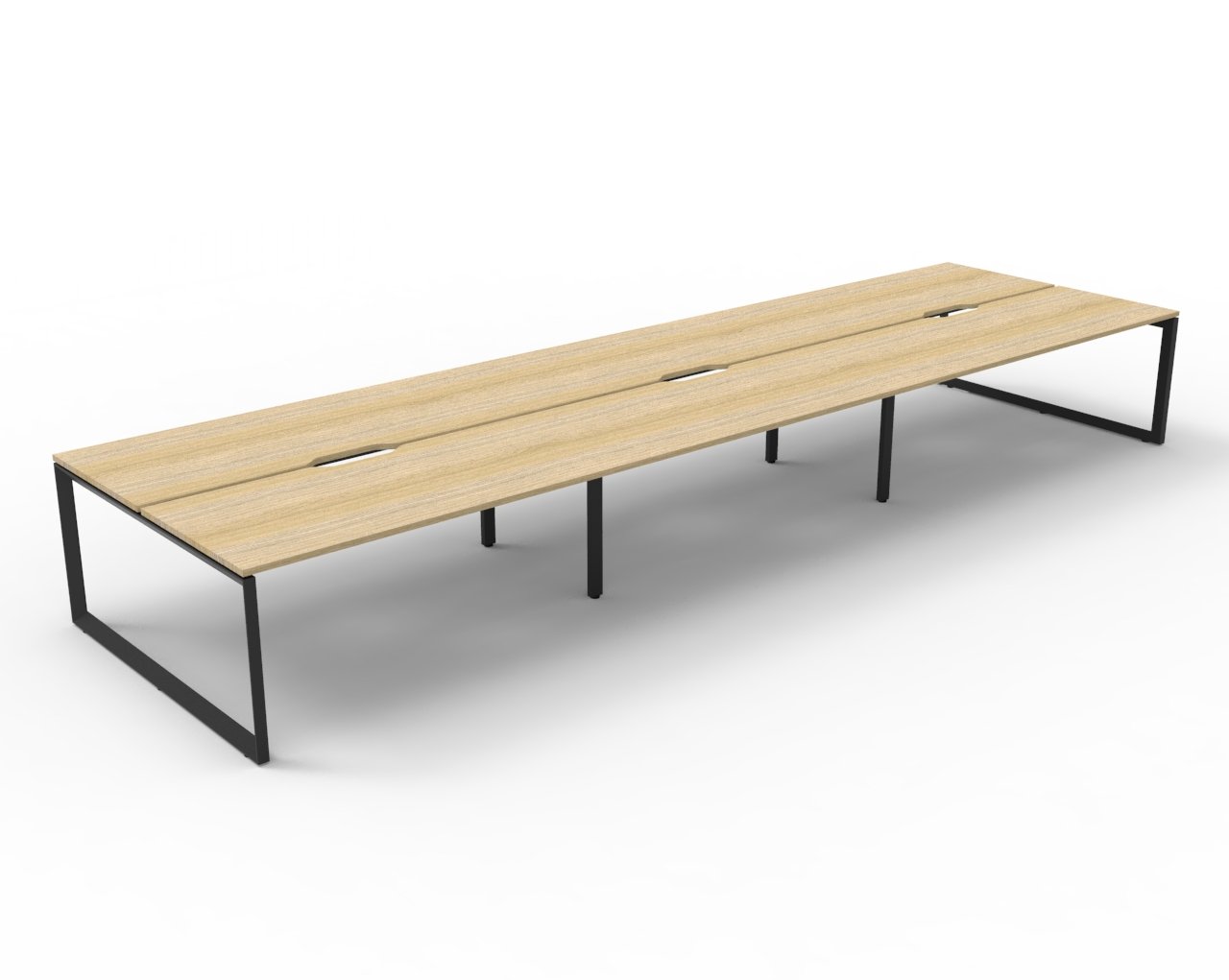 Rapidline Infinity Back-to-Back Workstation | Pod of 6 | 1200 x 750mm | Natural Oak Top / Black Satin Base