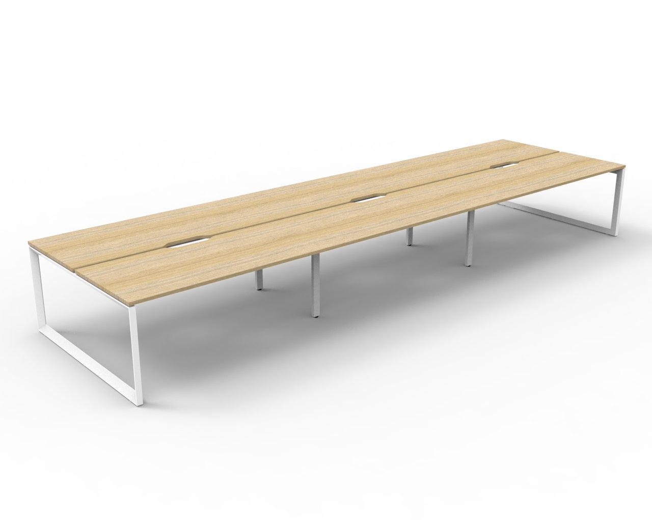 Rapidline Infinity Back-to-Back Workstation | Pod of 6 | 1200 x 750mm | Natural Oak Top / White Satin Base