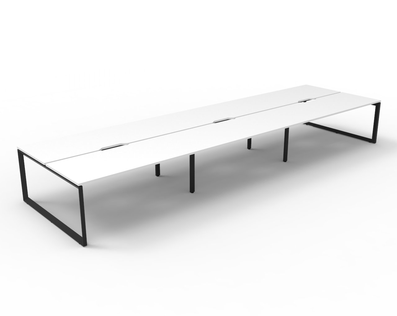 Rapidline Infinity Back-to-Back Pod of 6 Workstation | 1200 x 750mm | Natural White Top, Black Satin Loop Legs