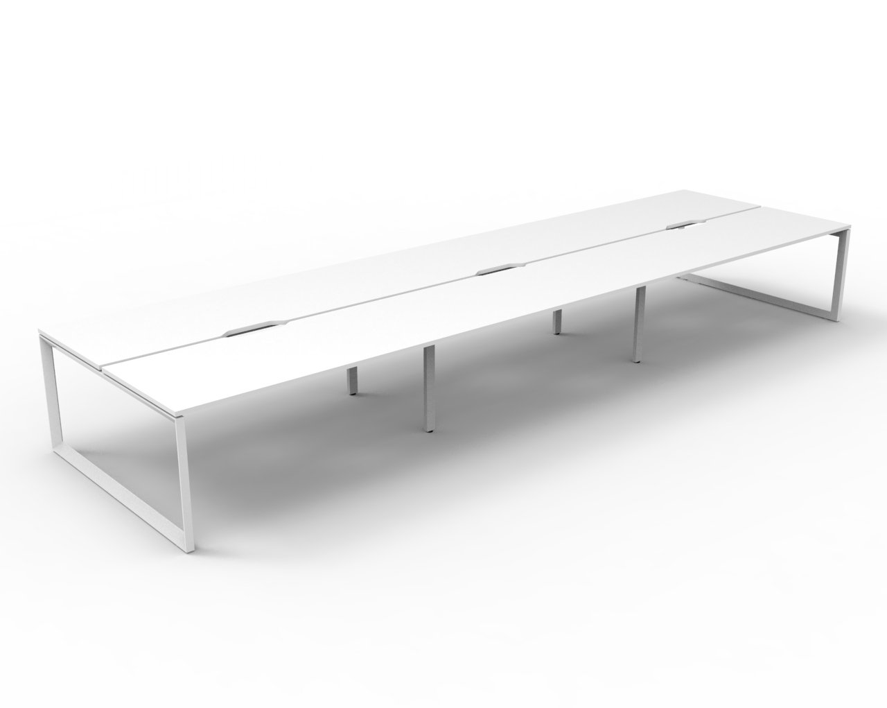 Rapidline Infinity Back-to-Back Pod of 6 Workstation | 1200 x 750mm | Natural White Top, White Satin Loop Legs