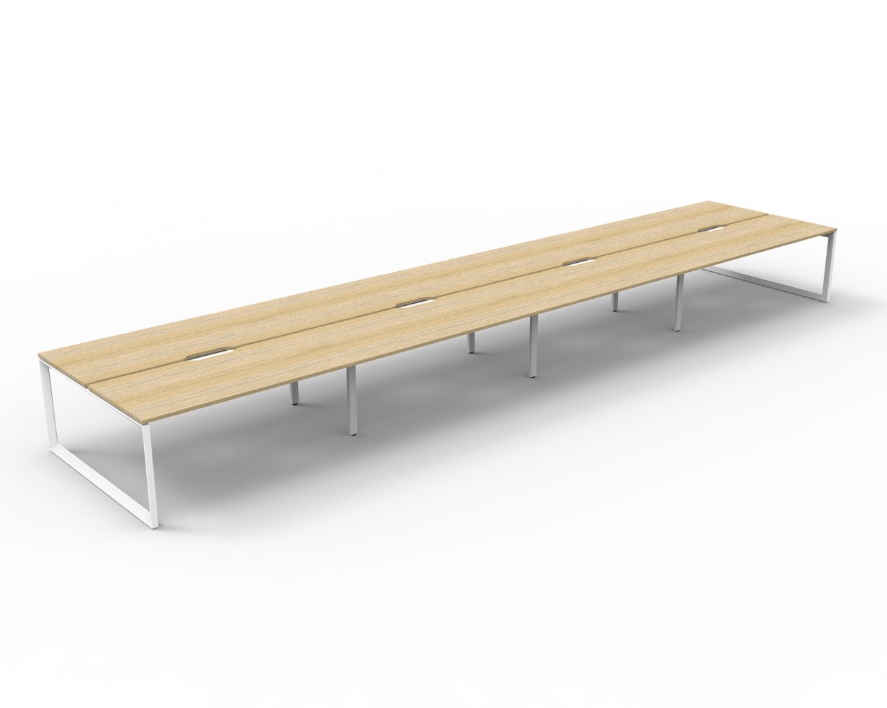 Rapidline Infinity Back-to-Back Workstation | 1500 x 750mm | Natural Oak Top, White Satin Base | POD of 8