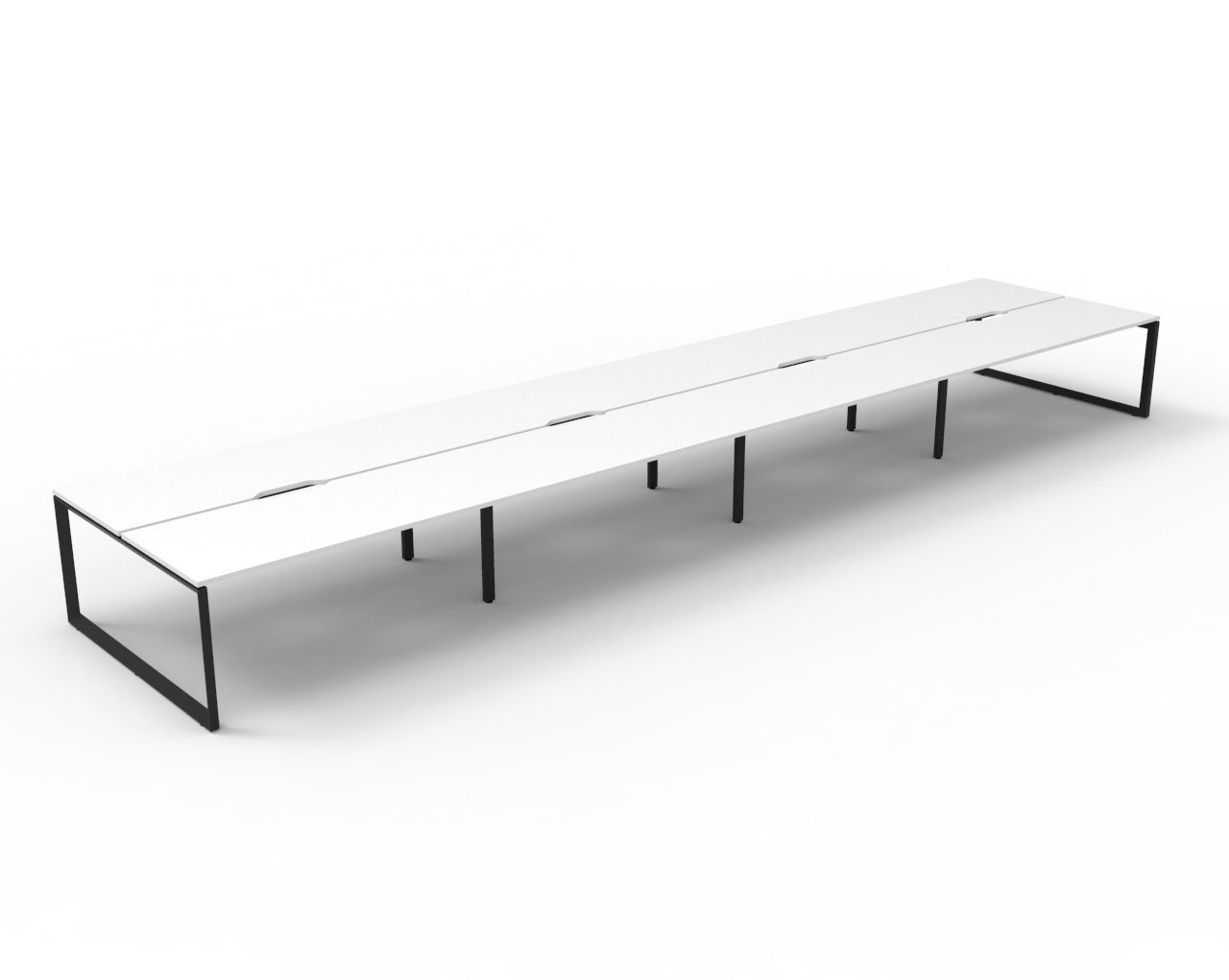 Rapidline Infinity Back-to-Back Loop Leg Workstation – Pod of 8, 1500mm W × 750mm D, Natural White Top & Black Satin Base