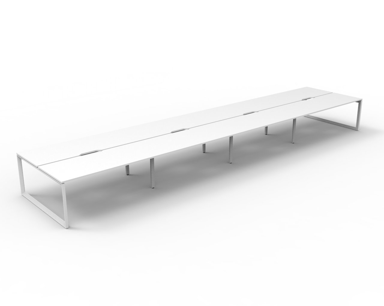Rapidline Infinity Back-to-Back Loop Leg Workstation – Pod of 8, 1500mm W × 750mm D, Natural White Top & White Satin Base