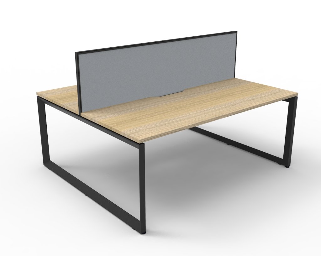 Rapidline Infinity Back-to-Back Loop Leg Workstation | 2-Pod | 1200W x 750D | Natural Oak Top, Black Satin Base, Grey SHUSH30 Screen