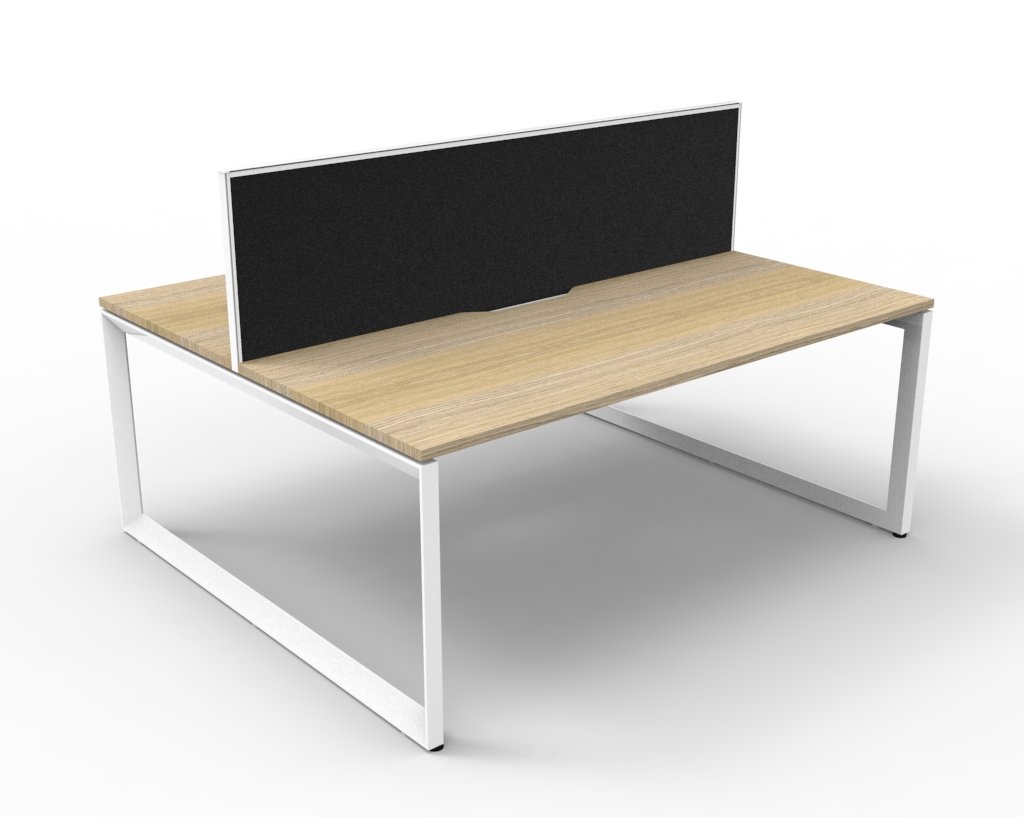 Rapidline Infinity Back-to-Back Workstation – 1800mm × 750mm, Oak Top / White Base, Black Screen