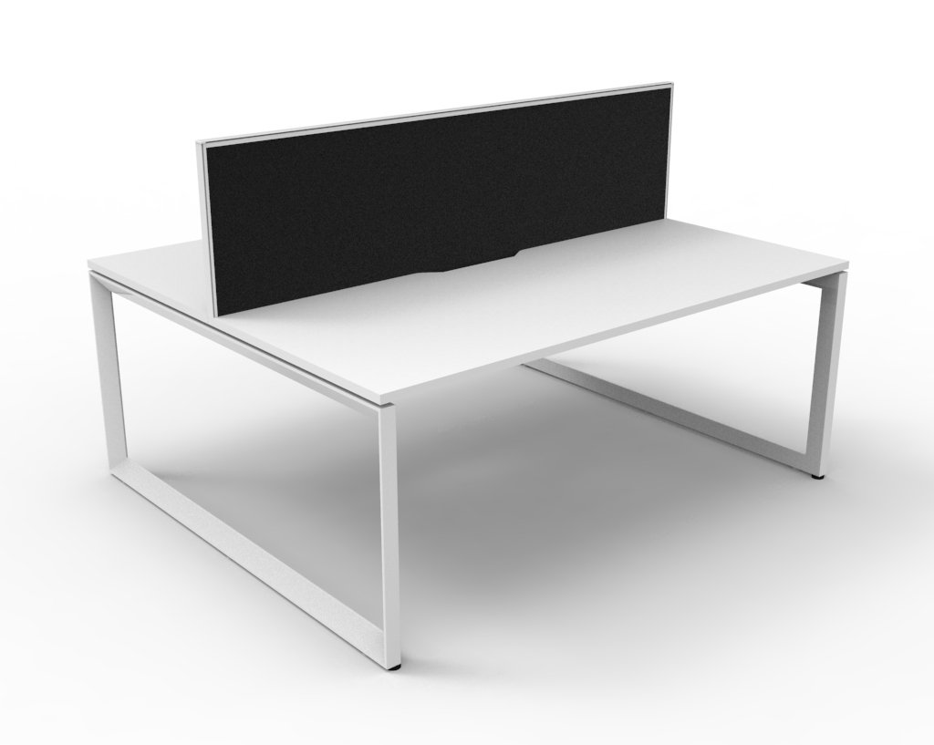 Rapidline Infinity Back-to-Back Workstation – 1500mm × 750mm, White Top / White Base, Black Screen