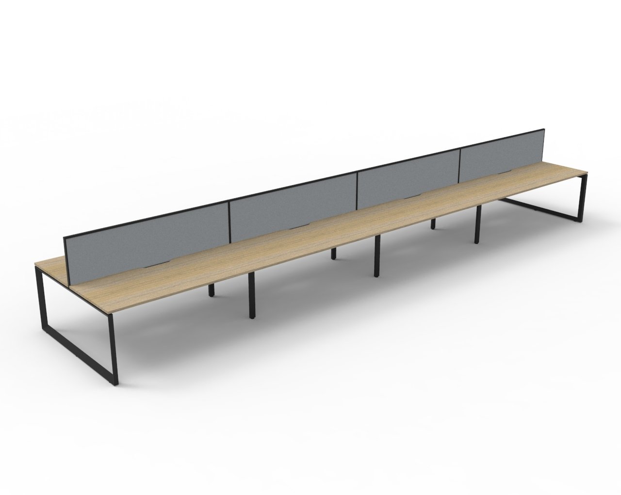 Rapidline Infinity Back-to-Back Workstation | Pod of 8 | 1200mm x 750mm | Natural Oak Top, Black Satin Base, Grey Screen