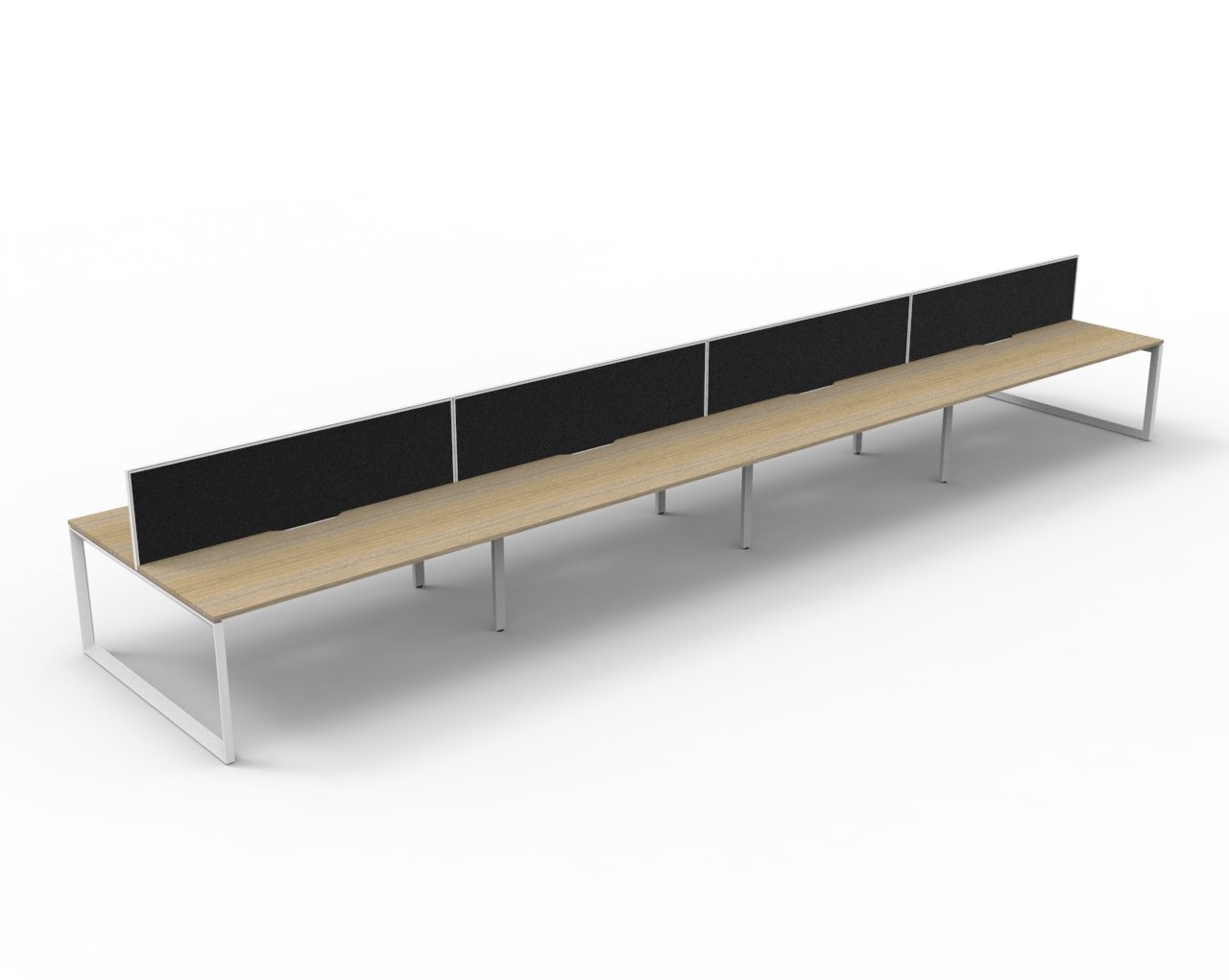 Rapidline Infinity Back-to-Back Workstation | Pod of 8 | 1200mm x 750mm | Natural Oak Top, White Satin Base, Black Screen