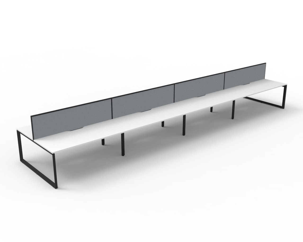 Rapidline Infinity Back-to-Back Workstation | 8-Pod | 1200mm W x 750mm D | Natural White Top / Black Satin Base | Grey Screen