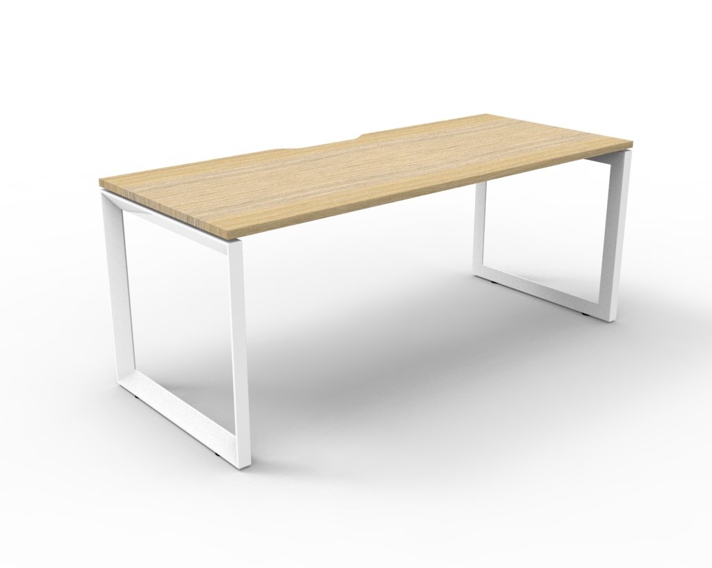 Rapidline Infinity Single-Sided Loop Leg Desk | 1200×750mm, Natural Oak Top, White Satin Base