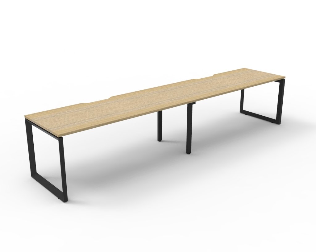 Rapidline Infinity POD of 2 Single Sided Desk – 1500mm W x 750mm D – Natural Oak Top, Black Satin Base